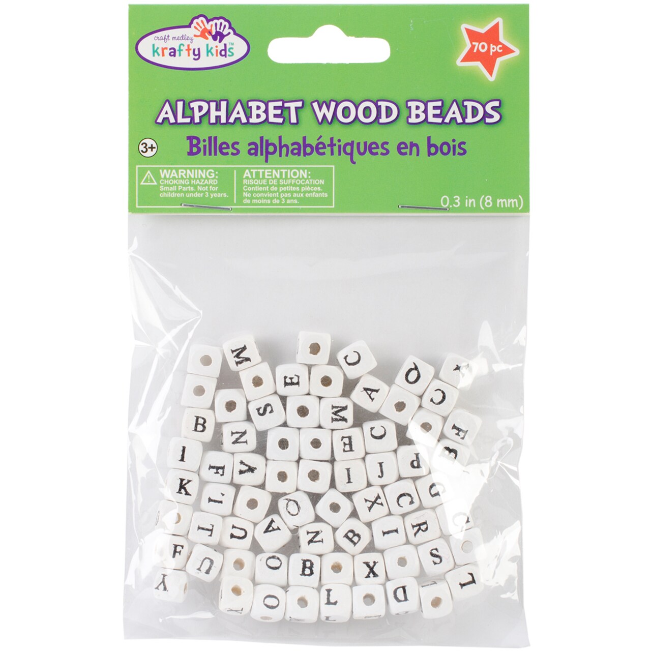 Wood Alphabet Beads 8mm 70/Pkg | Michaels