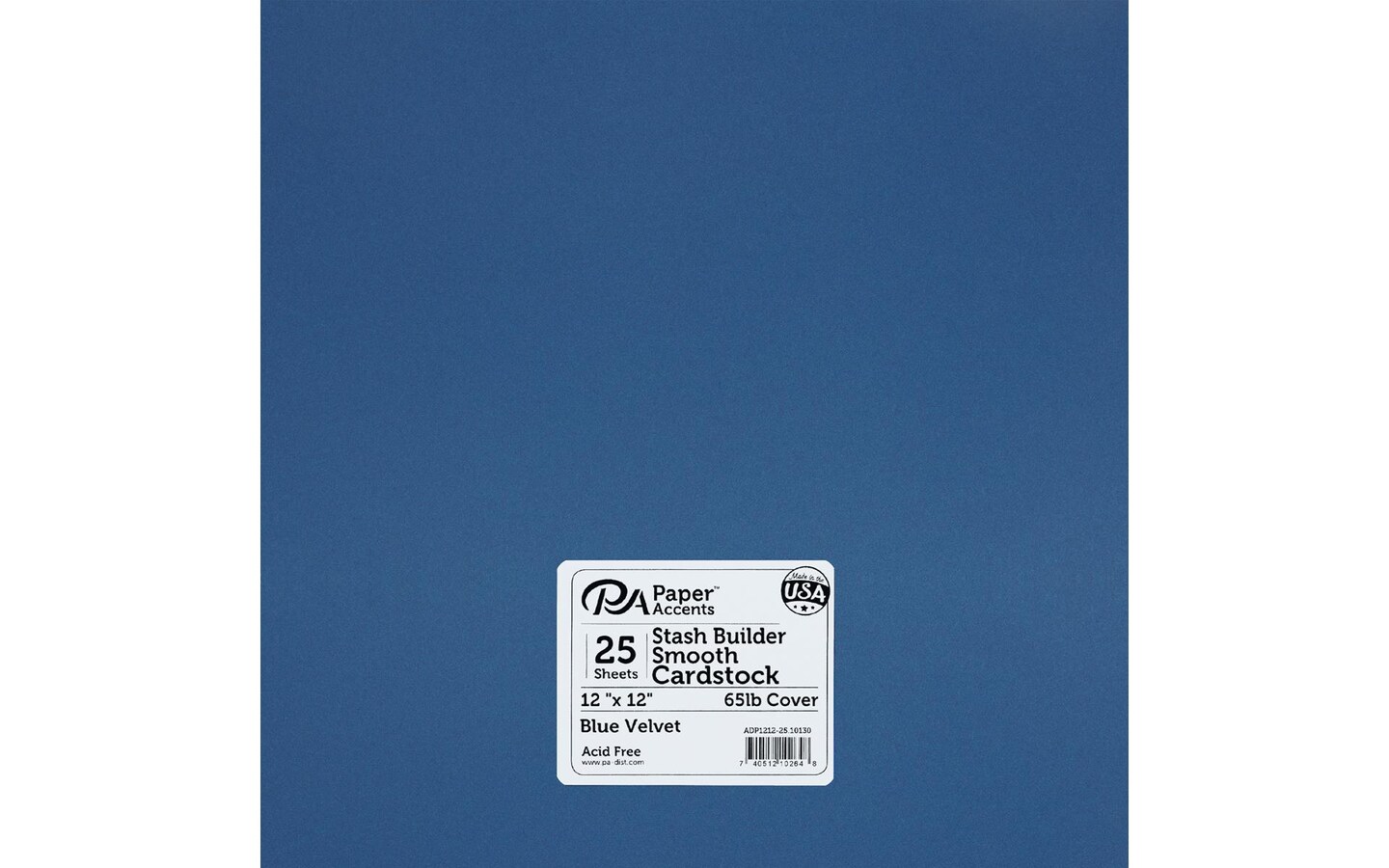 PA Paper Accents Stash Builder Cardstock 12" x 12" Blue Velvet, 65lb