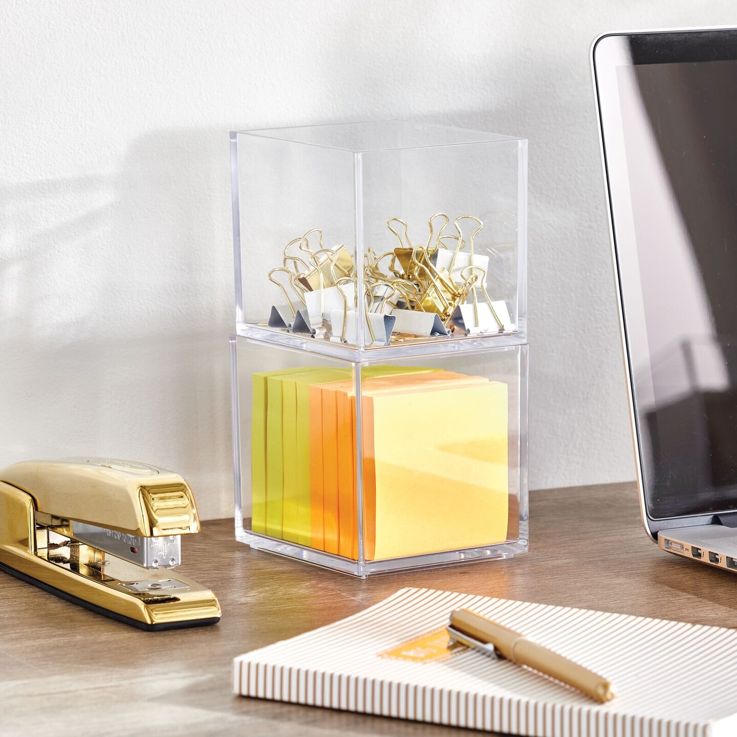 mDesign Plastic Storage Desk Organizer Bin for Home, Office - 6 Pack, Clear