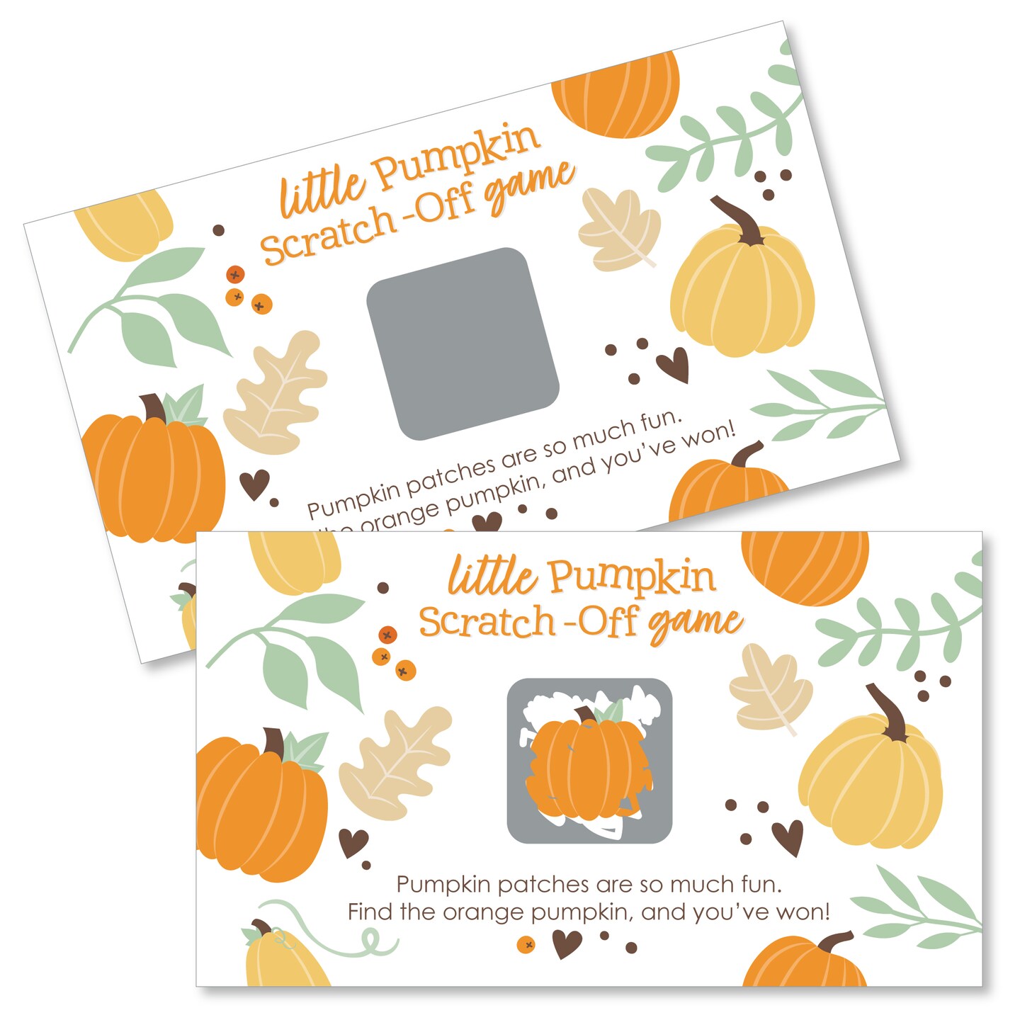 Big Dot of Happiness Little Pumpkin - Fall Birthday Party or Baby Shower Game Scratch Off Cards - 22 Count