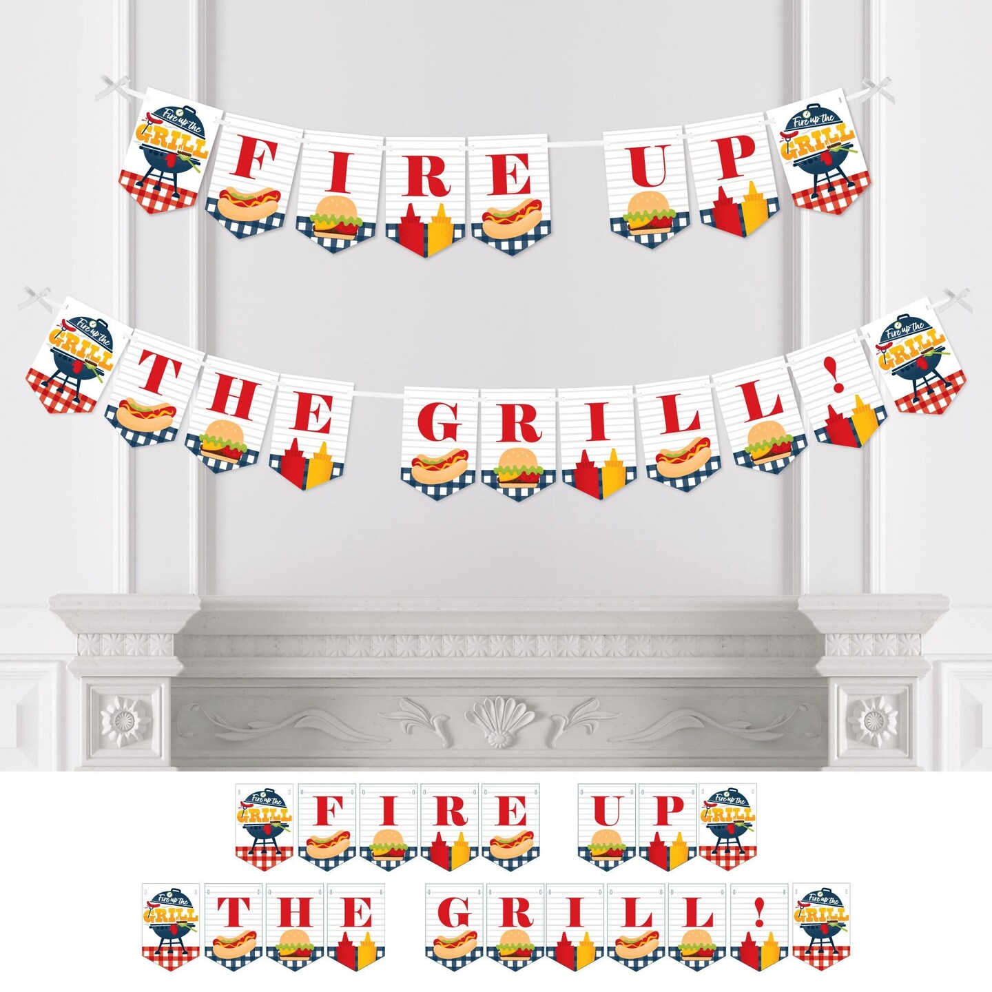 Big Dot of Happiness Fire Up the Grill - Summer BBQ Picnic Party Bunting Banner - Party Decorations - Fire Up the Grill