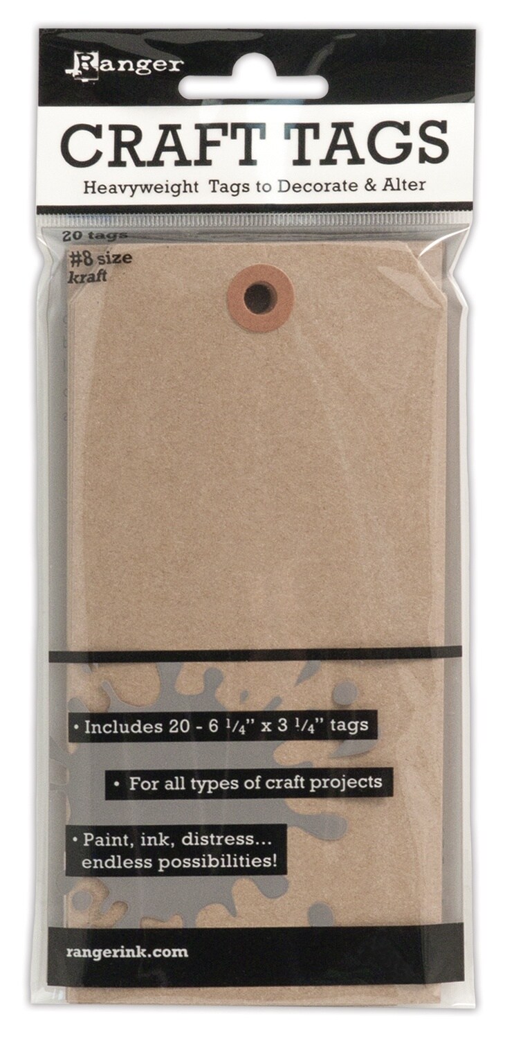 Ranger Kraft Craft Tags 20/Pkg-#8, 6.25&#x22;X3.125&#x22;