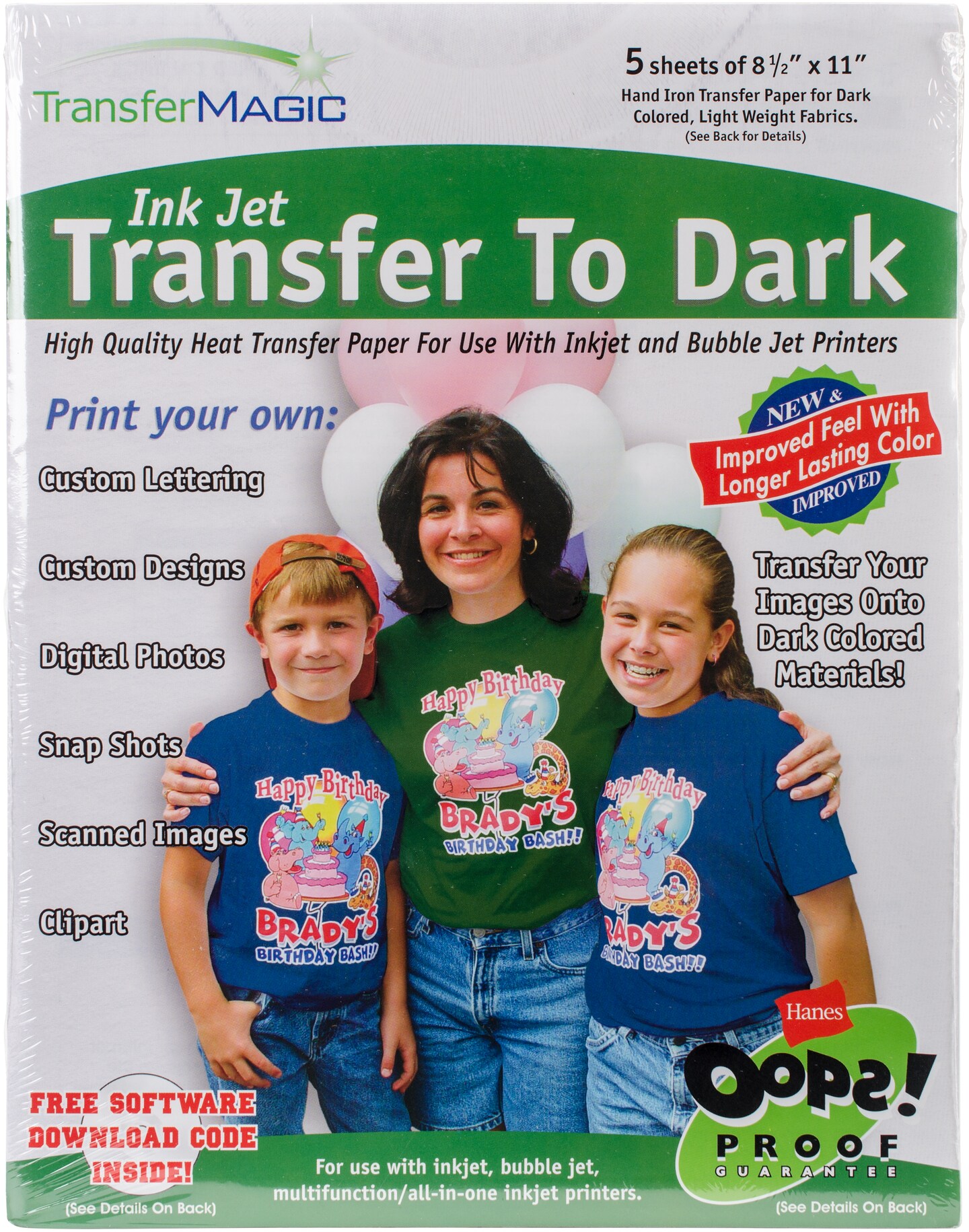 Transfer Magic Ink Jet Transfer Paper 8.5X11 5/Pkg-For Dark Fabrics