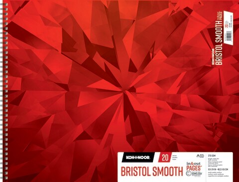 KOHINOOR BRISTOL SMOOTH PAD FOLD OVER 20SH 270GSM 19X24