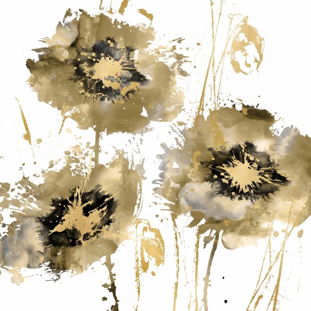 Flower Burst Trio in Gold Poster Print by Vanessa Austin # VAU113307