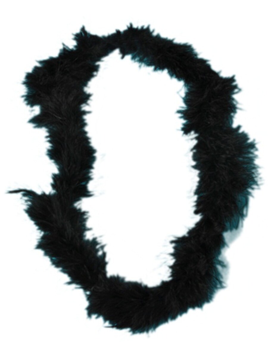 36&#x22; Black Fluffy Boa Lei Necklace 20s Flapper Rocker Costume Accessory