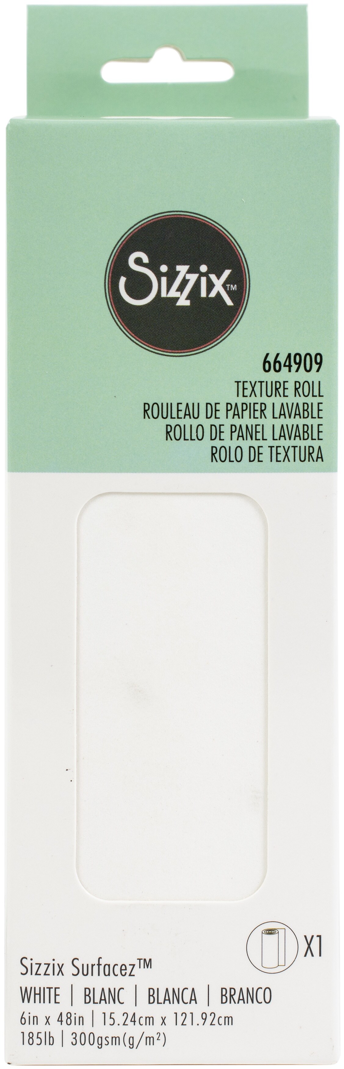 Sizzix 664913 Rouleau Texture Surfacez 6 X 48 Po Argenté, Taille Unique