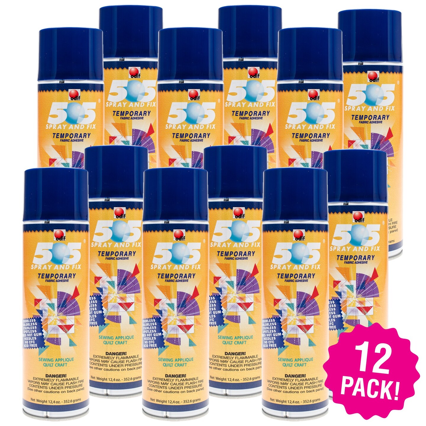 Multipack of 12 - Odif USA 505 Spray &#x26; Fix Temporary Fabric Adhesive-12.4oz