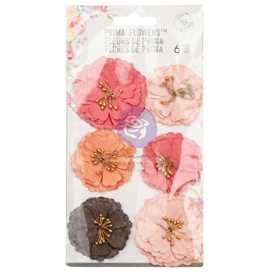 Prima Marketing Mulberry Paper Flowers-Strawberry Kisses/Strawberry Milkshake