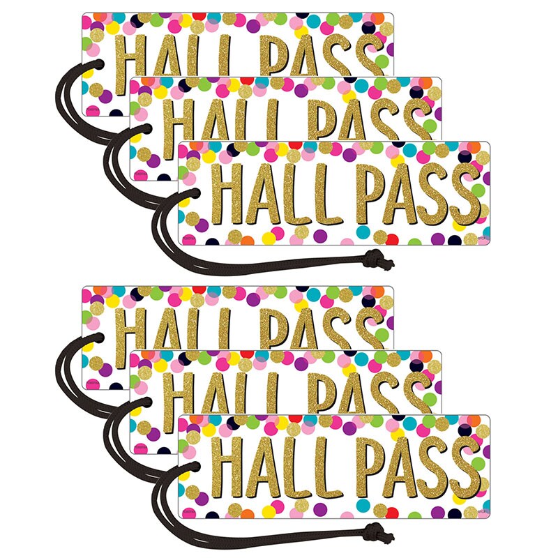 Confetti Magnetic Hall Pass, Pack of 6