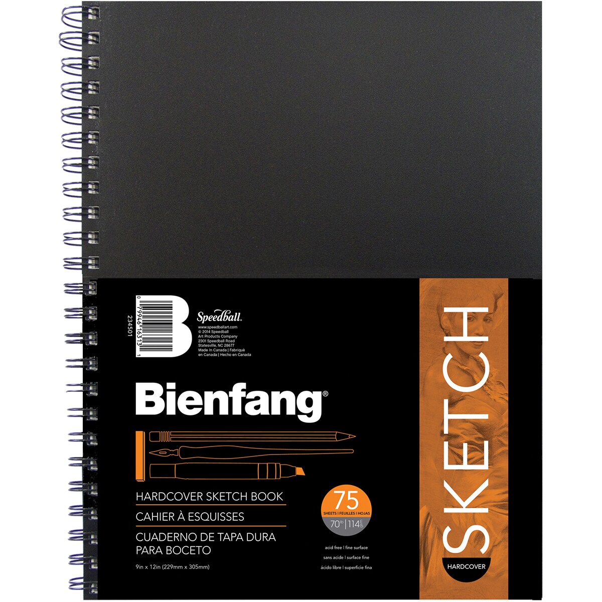 Speedball Bienfang Hardcover Spiral Sketch Book 9&#x22;X12&#x22;-75 Sheets