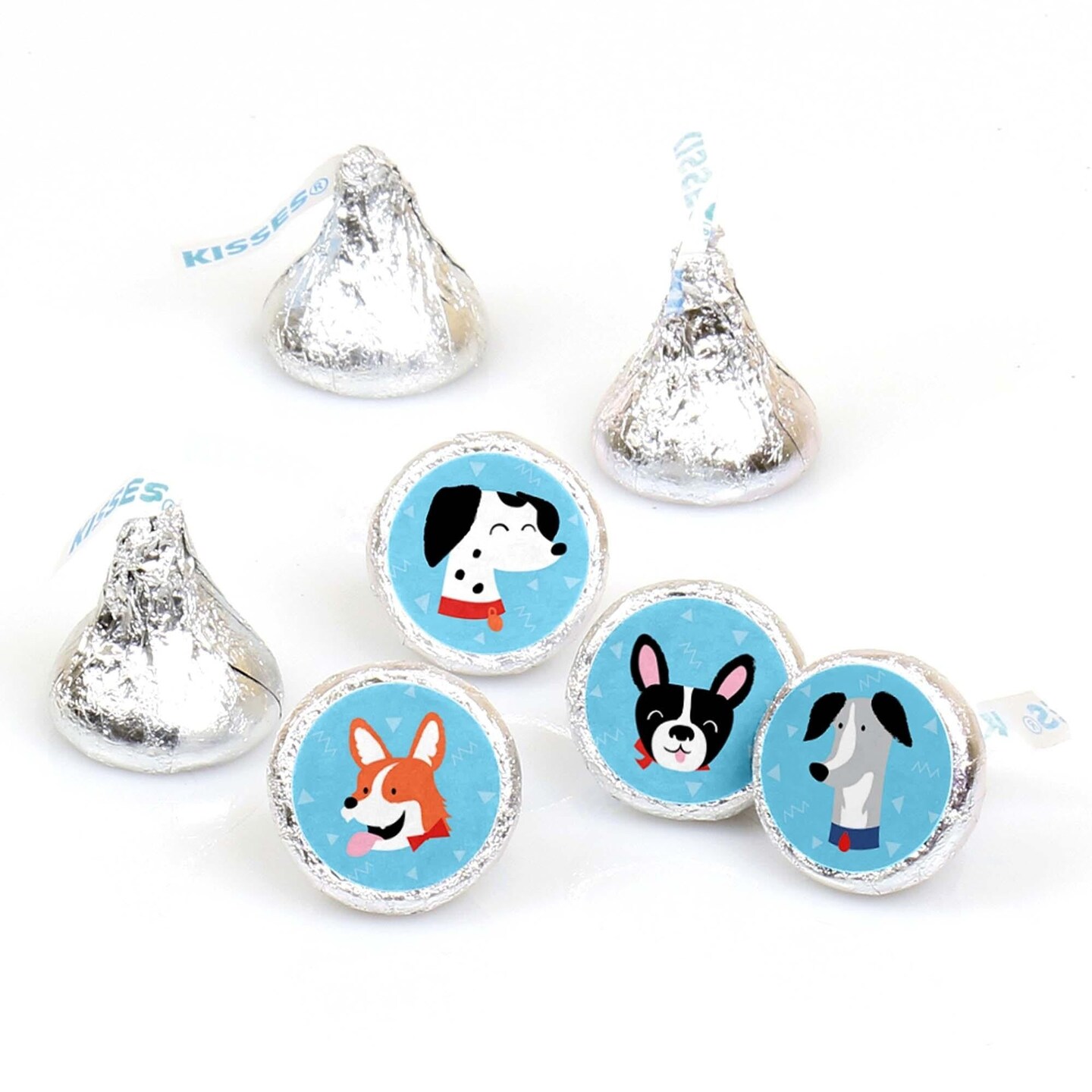 Big Dot of Happiness Pawty Like a Puppy - Dog Baby Shower or Birthday Party Round Candy Sticker Favors - Labels Fits Chocolate Candy (1 sheet of 108)