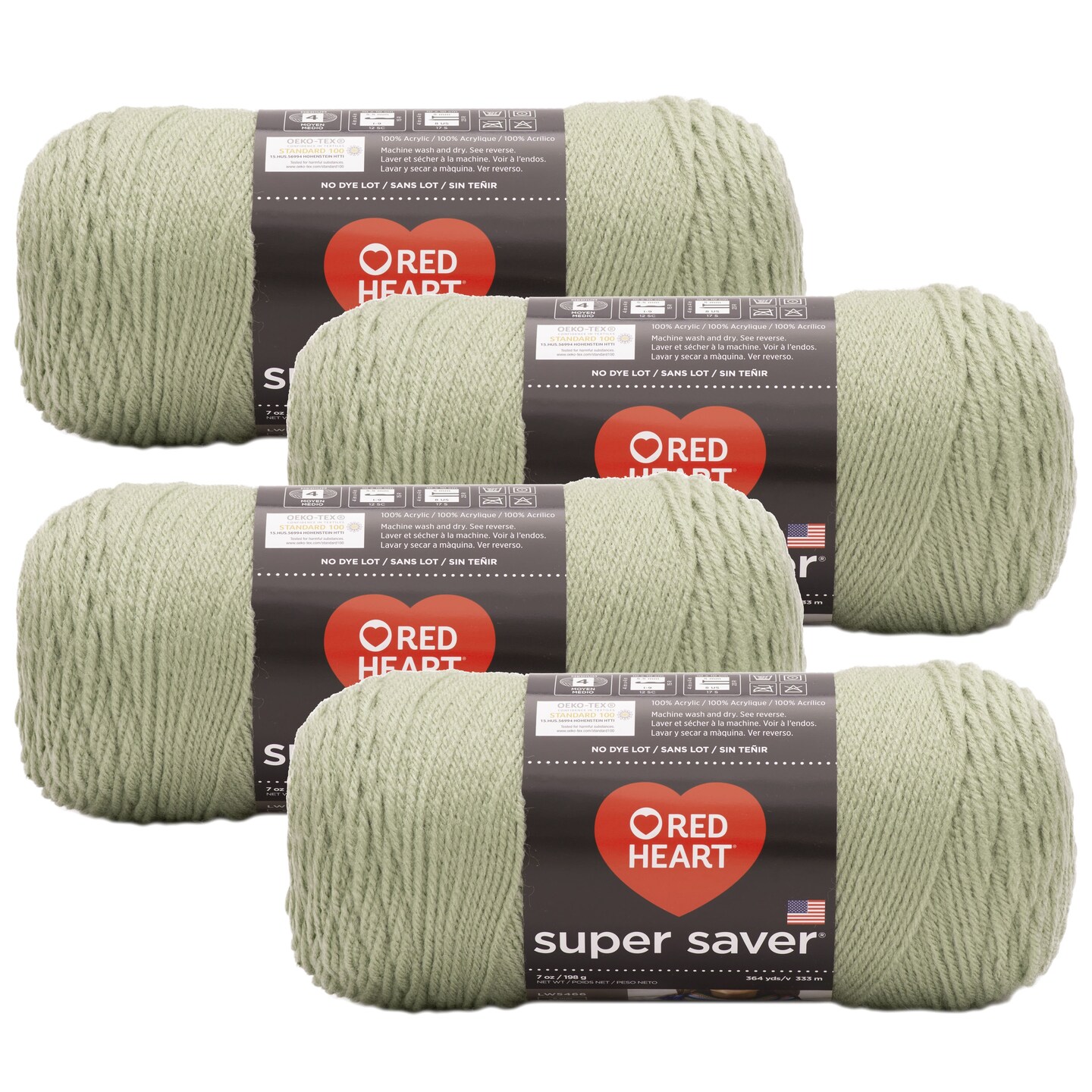 (Pack of 4) Red Heart Super Saver Yarn-Frosty Green