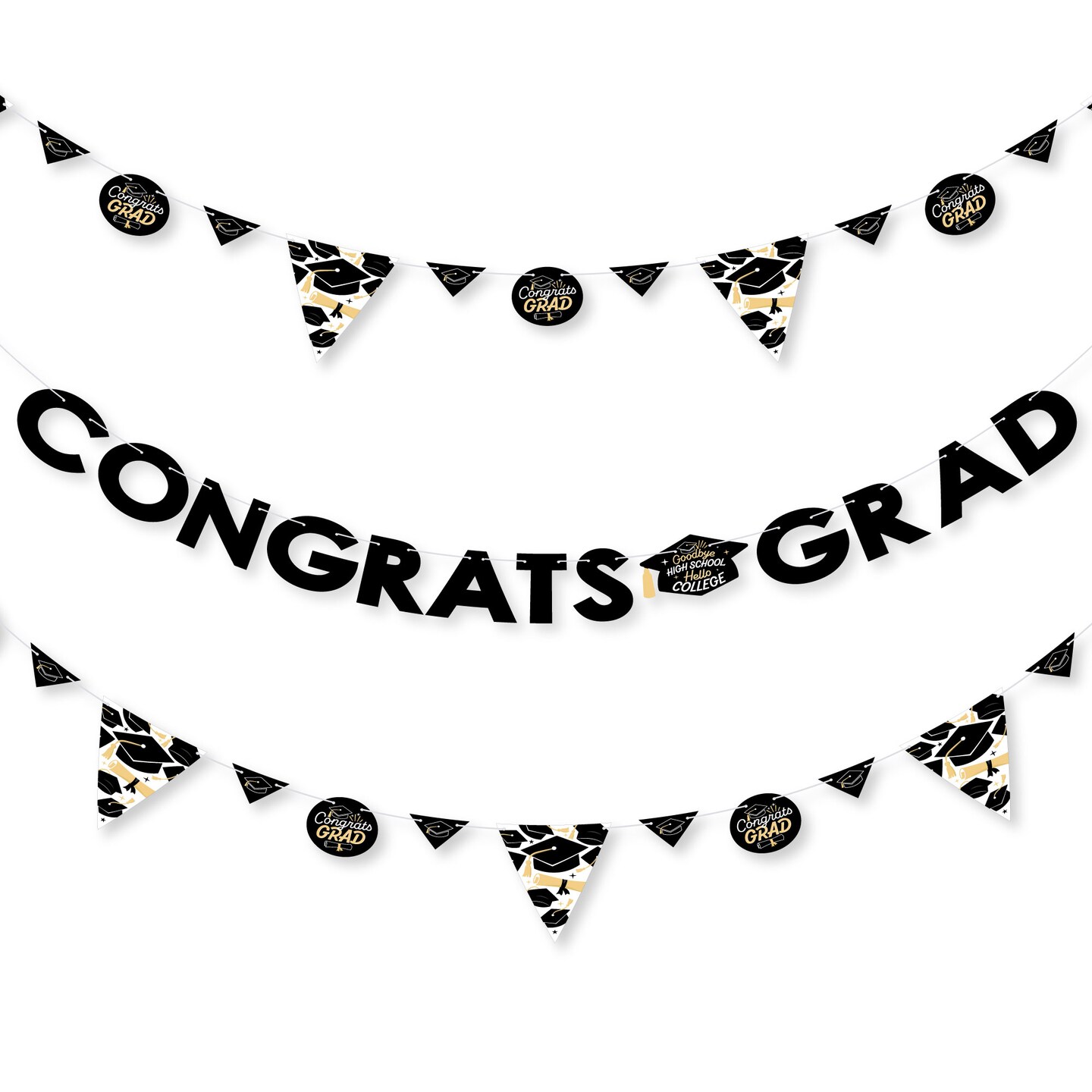 Big Dot of Happiness Goodbye High School, Hello College - Graduation Party Letter Banner Decoration - 36 Banner Cutouts & Congrats Grad Banner Letters