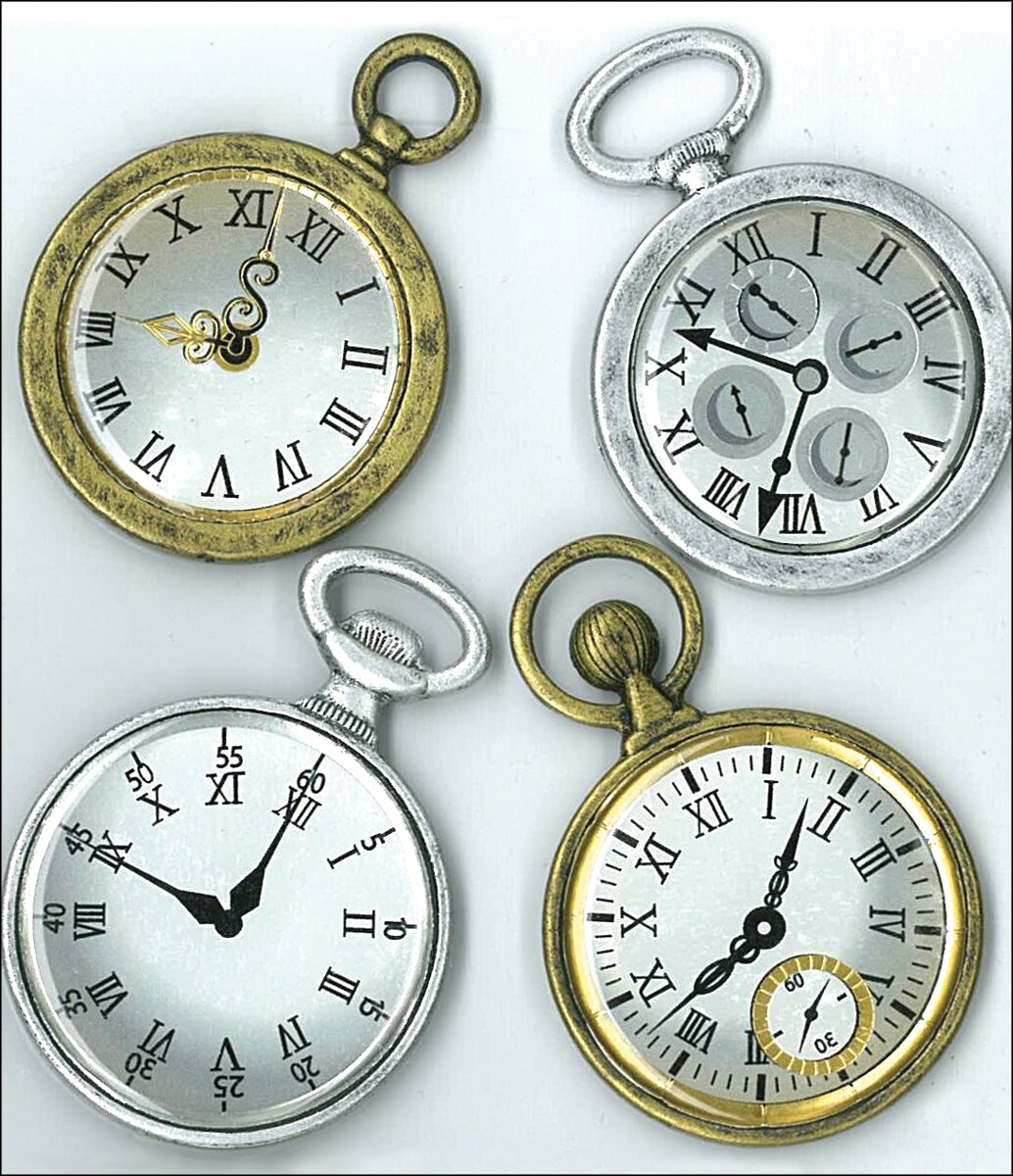 Jolee's Boutique Dimensional Stickers - Vintage Pocket Watches, 4pcs