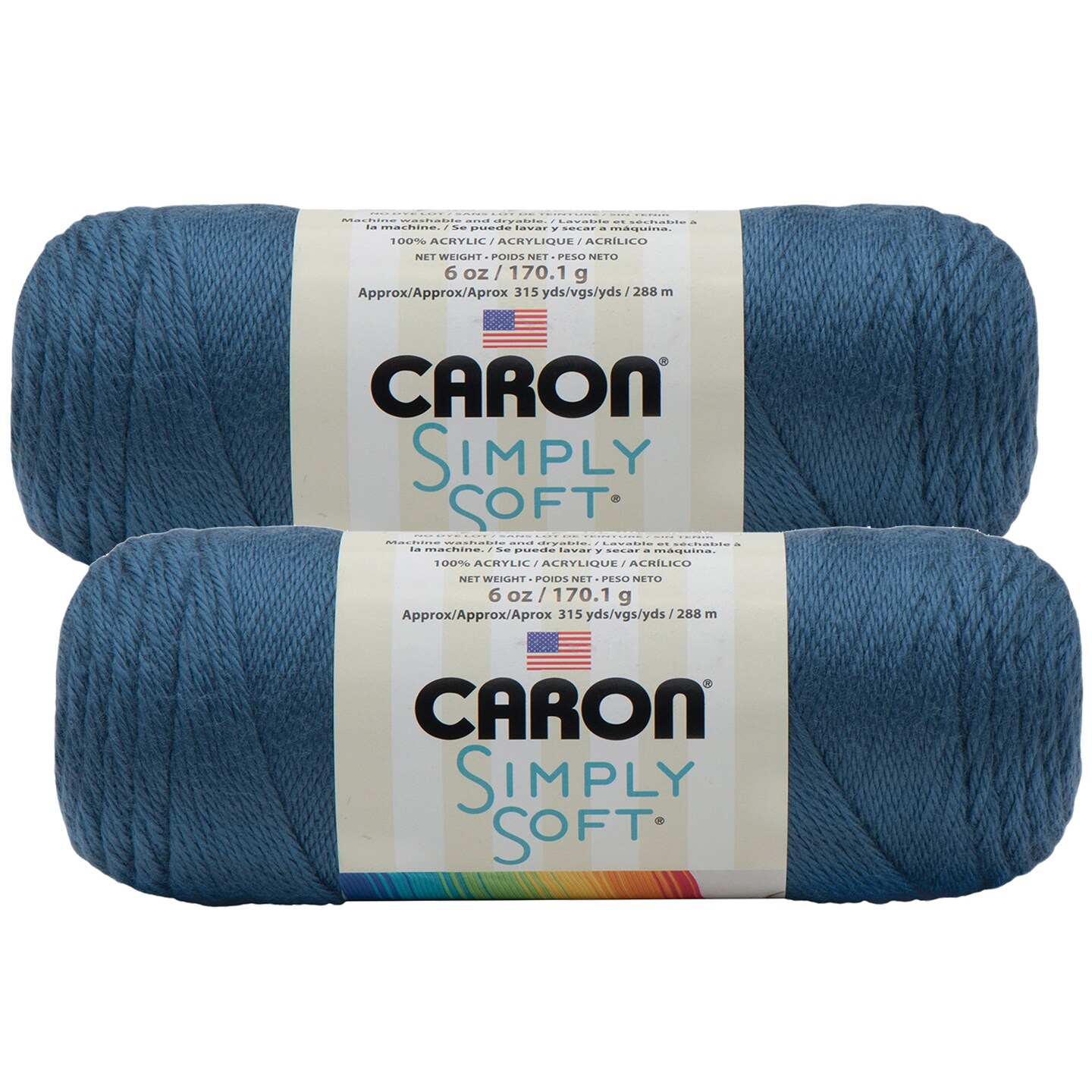 (Pack of 2) Caron Simply Soft Solids Yarn-Country Blue