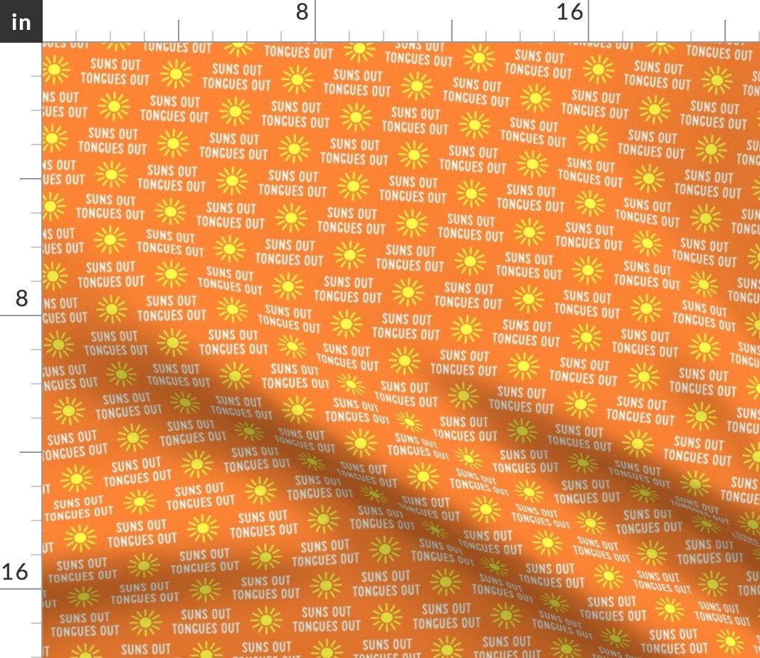 Suns Out Tongues Out Fun Summer Dog Orange Custom Printed Fabric by Spoonflower Various Fabrics by the Yard or Fat Quarter
