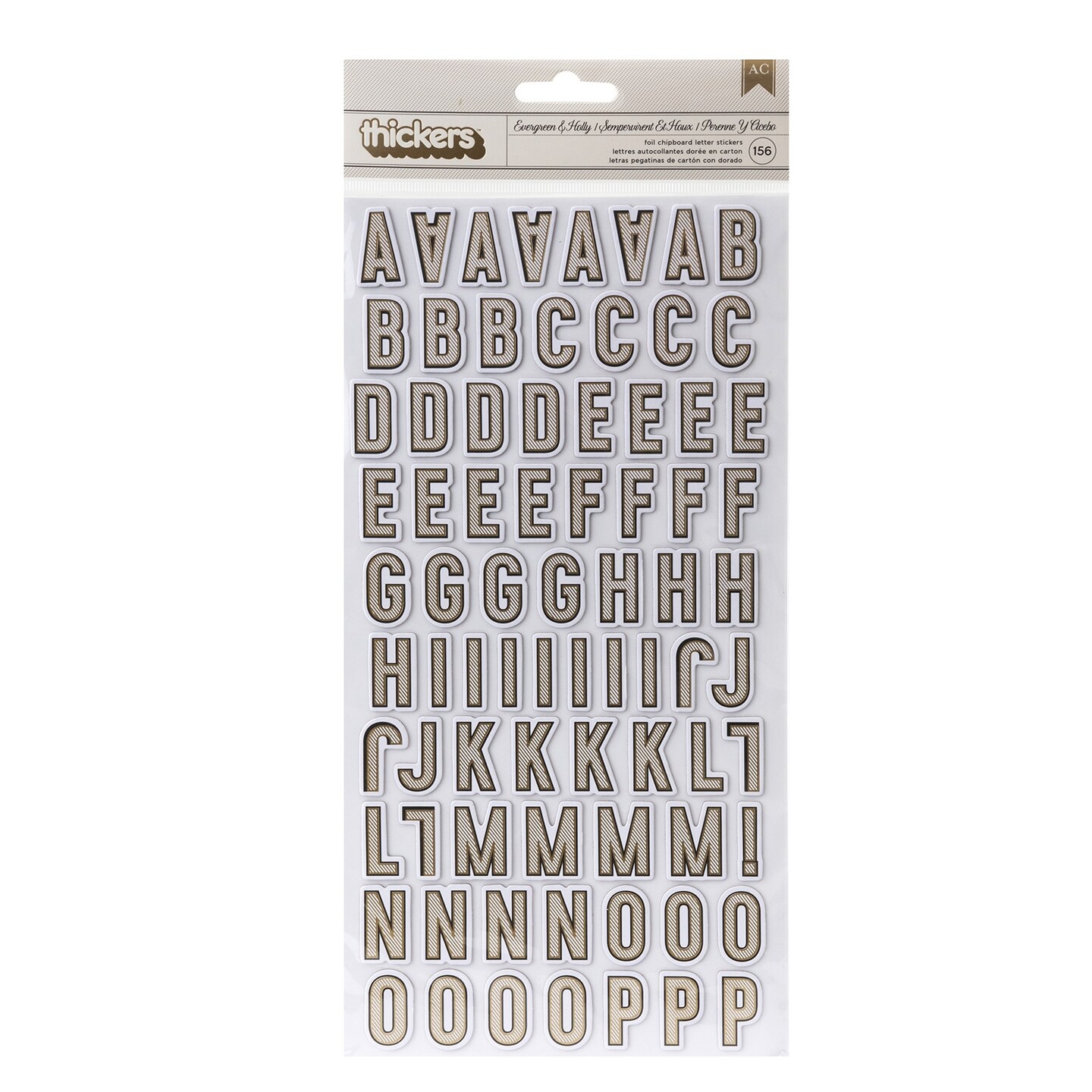 Thickers Vicki Boutin Evergreen & Holly Alphabet Stickers, 156pcs