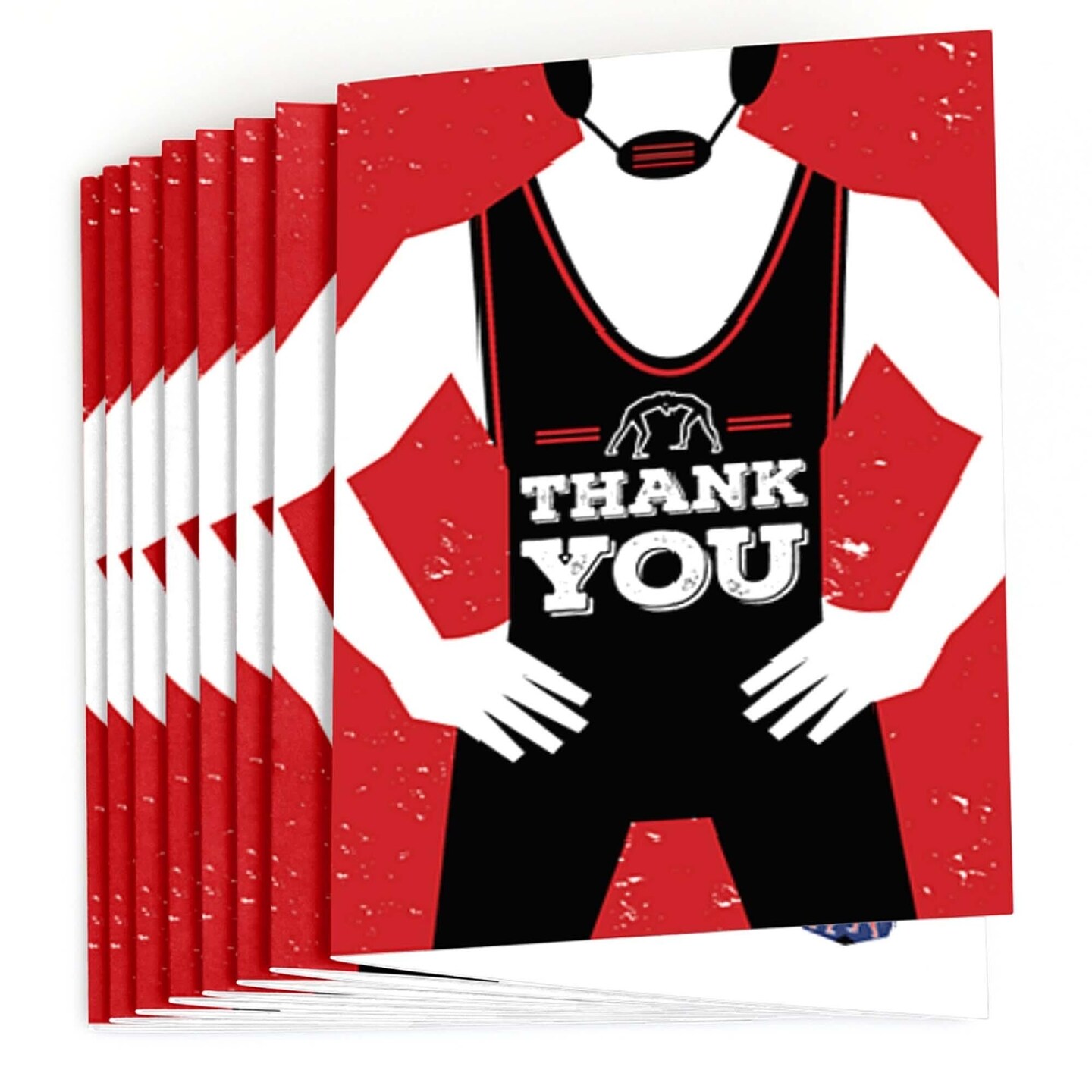 Big Dot of Happiness Own the Mat - Wrestling - Birthday Party or Wrestler Party Thank You Cards (8 Count)