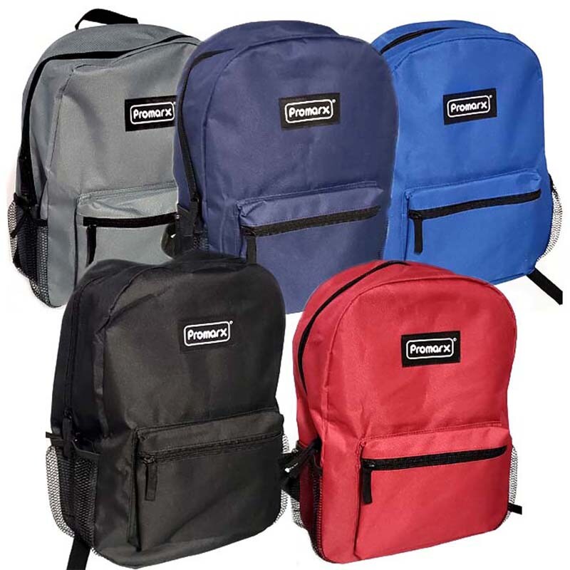Back Pack, 16&#x22; with 2 Side Mesh Pockets, Assorted Colors
