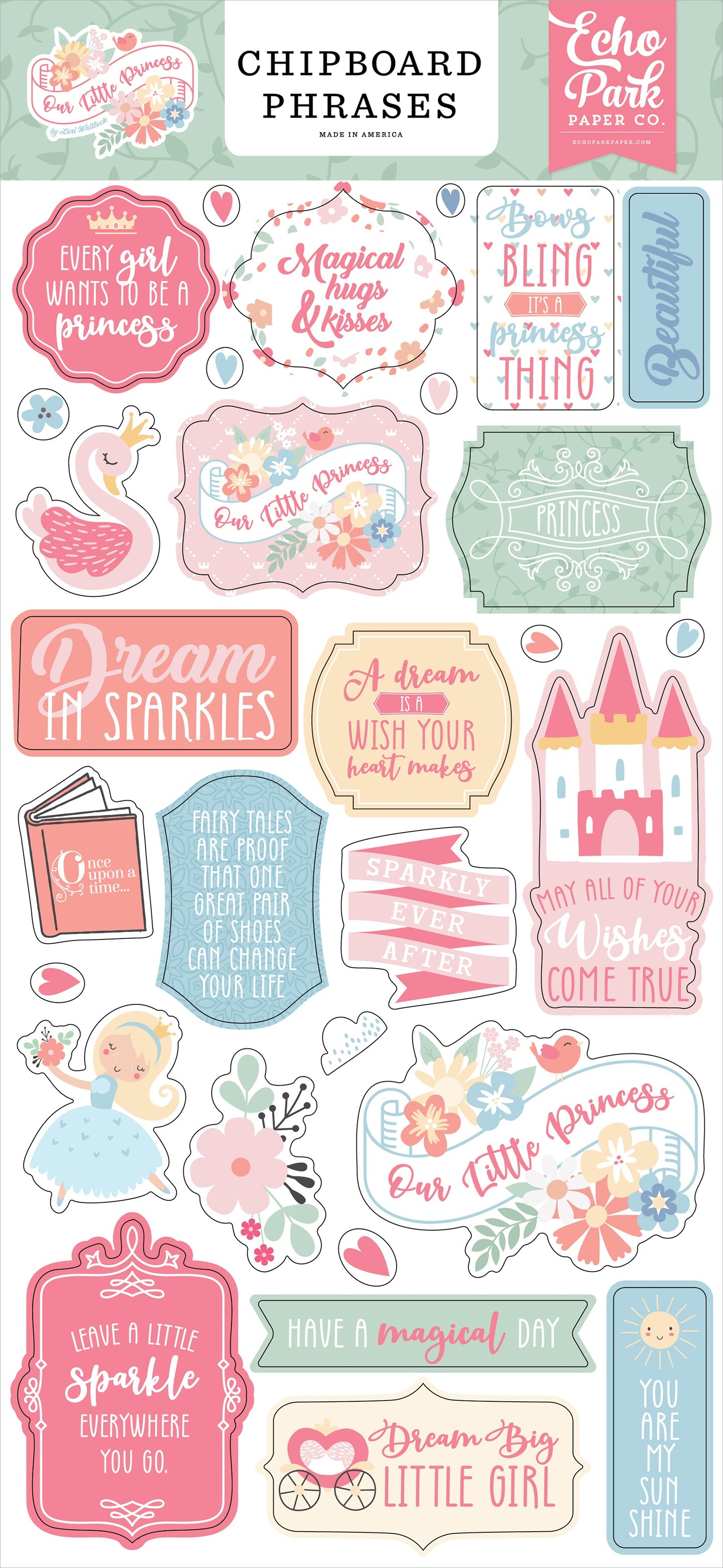 Our Little Princess Chipboard 6&#x22;X13&#x22;-Phrases