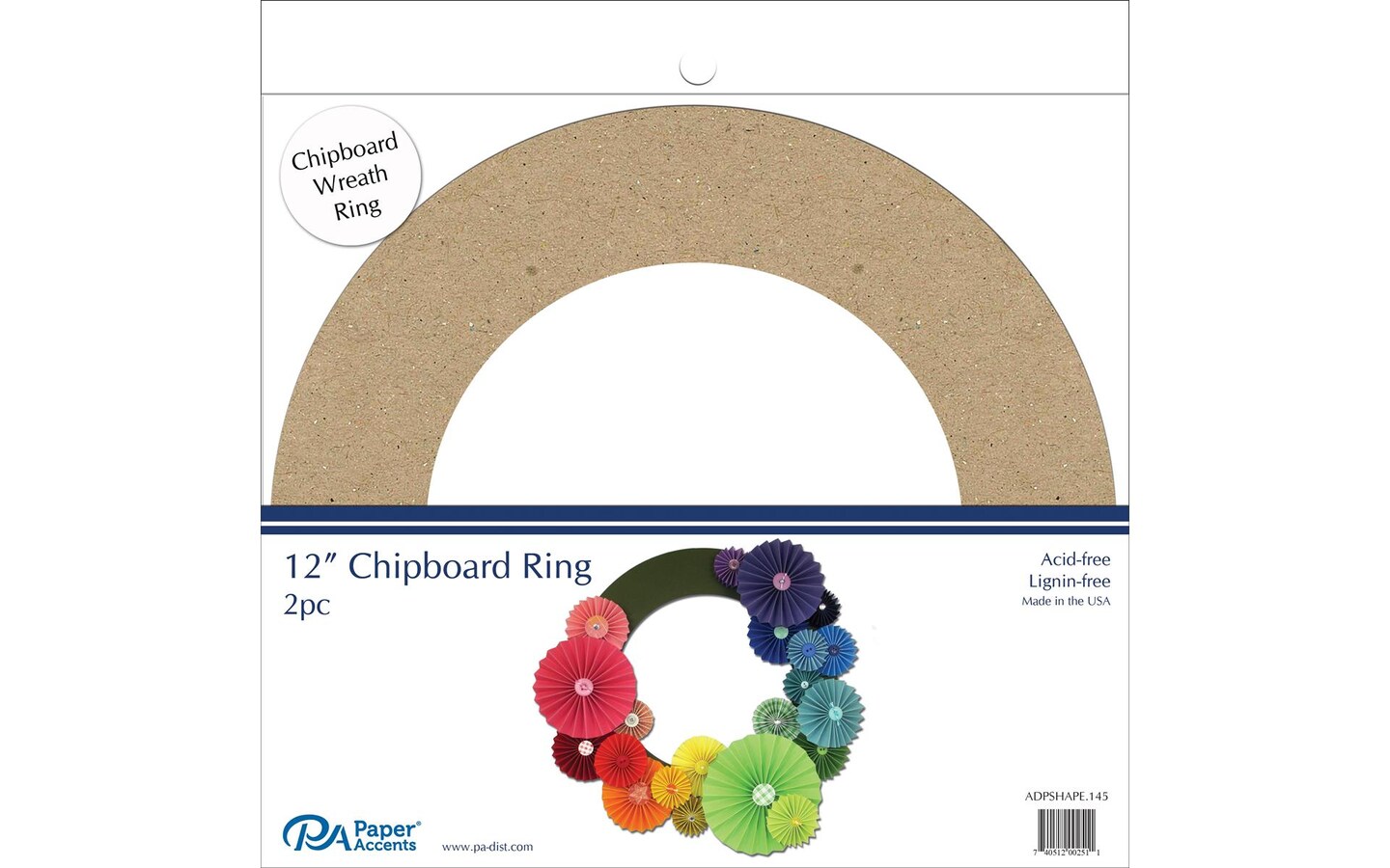 Chip Shape 2pc 12&#x22; Chipboard Ring Natural