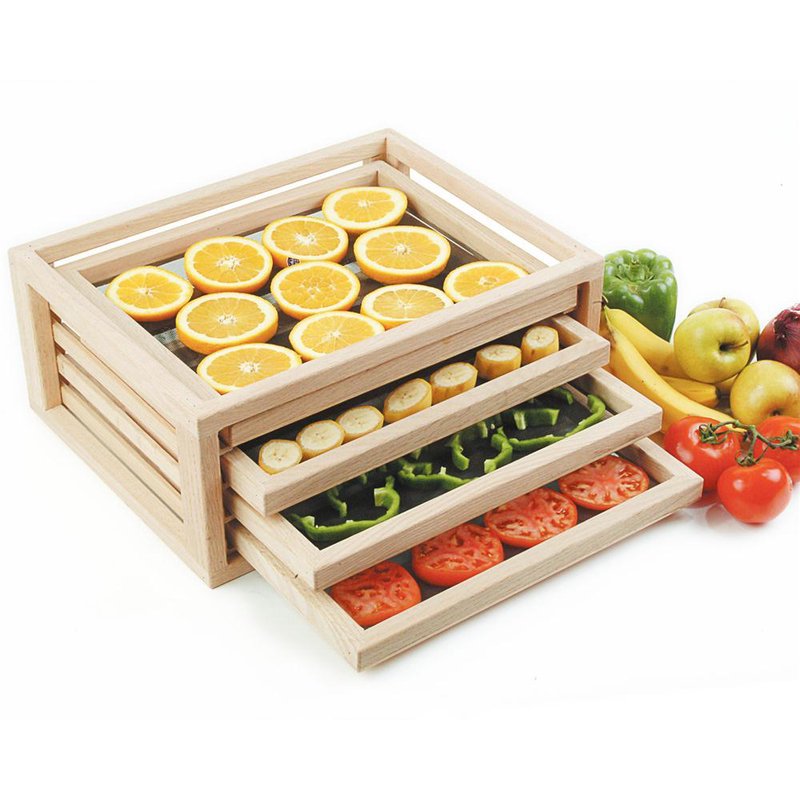 Oven and Sun Handmade Wood Food Drying Dehydrating Rack 4 Trays