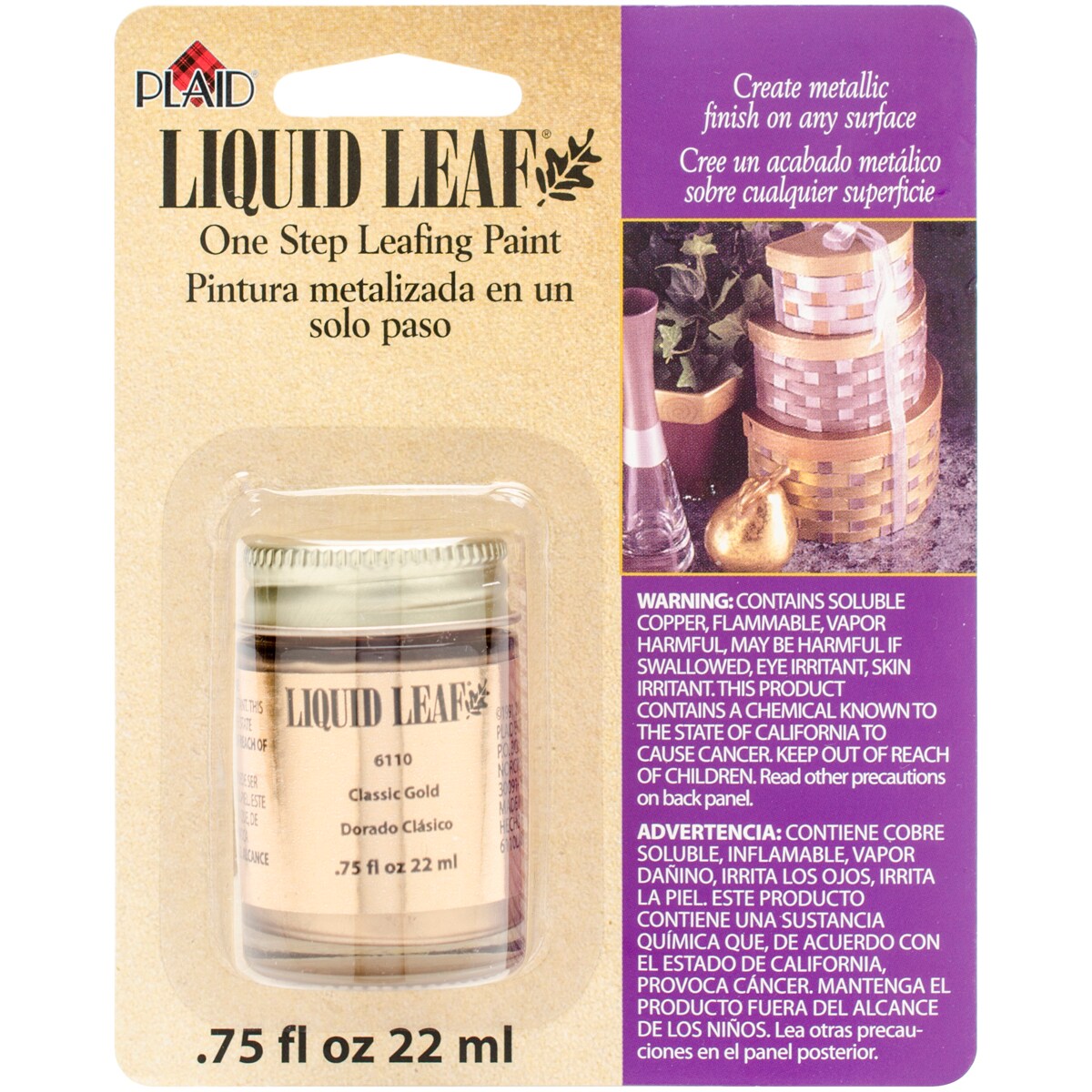 Plaid Liquid Leaf One-Step Leafing Paint .75oz-Classic Gold | Michaels