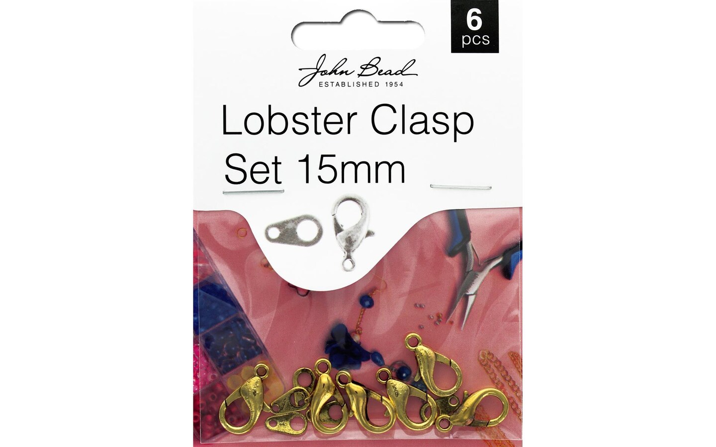 John Bead MHF Lobster Clasp Set 15mm A Gold 6pc