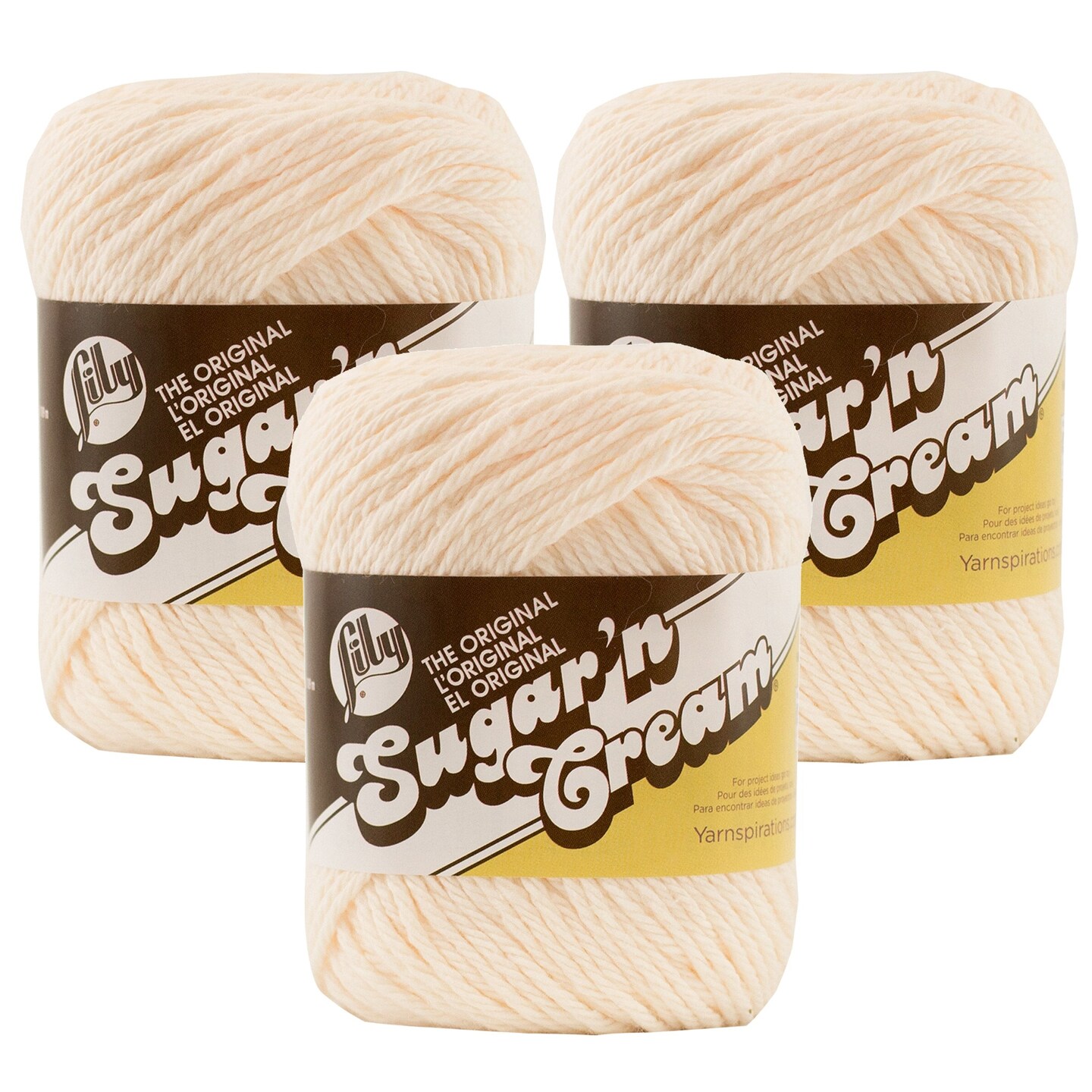 (Pack of 3) Lily Sugar&#x27;n Cream Yarn - Solids-Soft Ecru