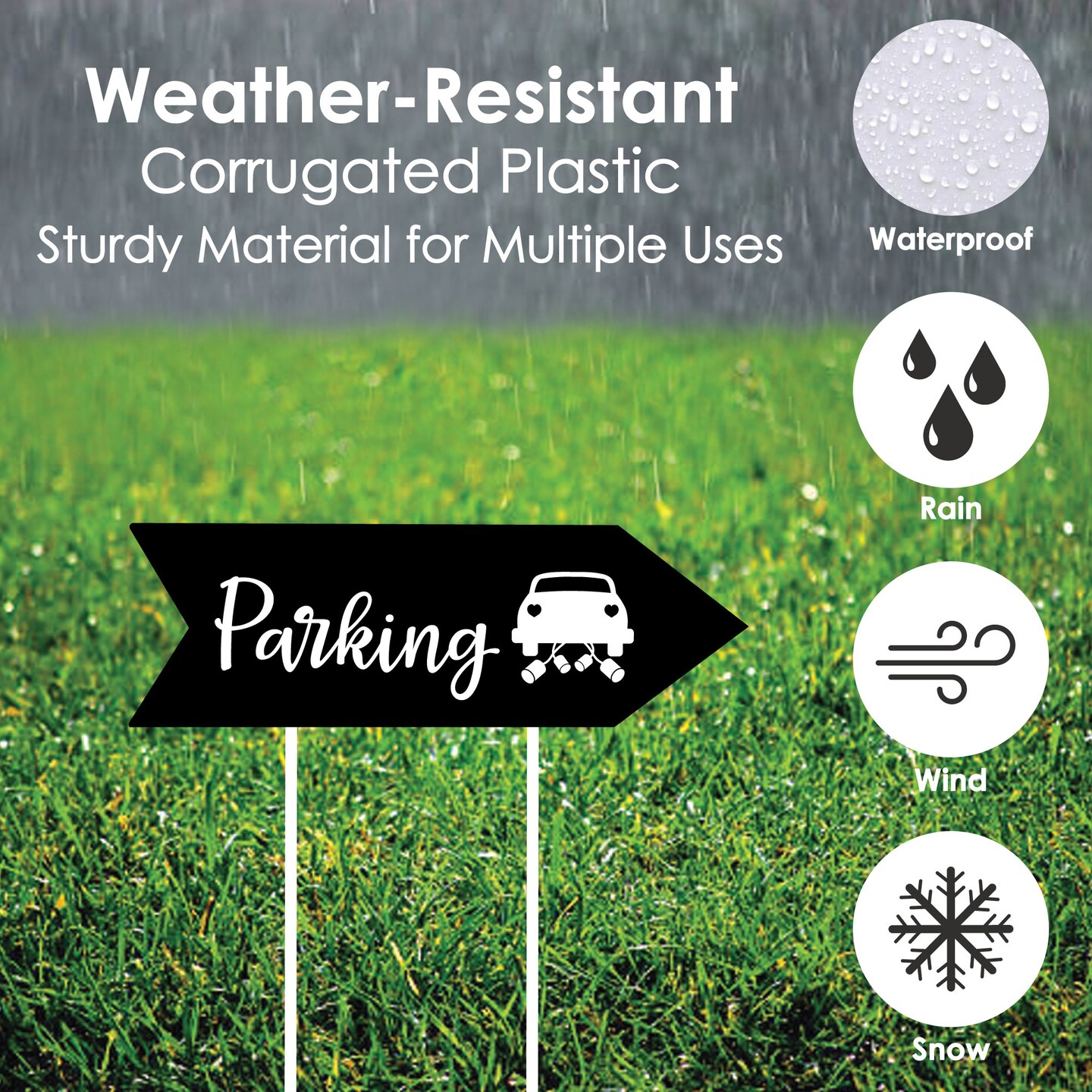 Big Dot of Happiness Black Wedding Parking Signs - Wedding Sign Arrow - Double Sided Directional Yard Signs - Set of 2 Parking Signs