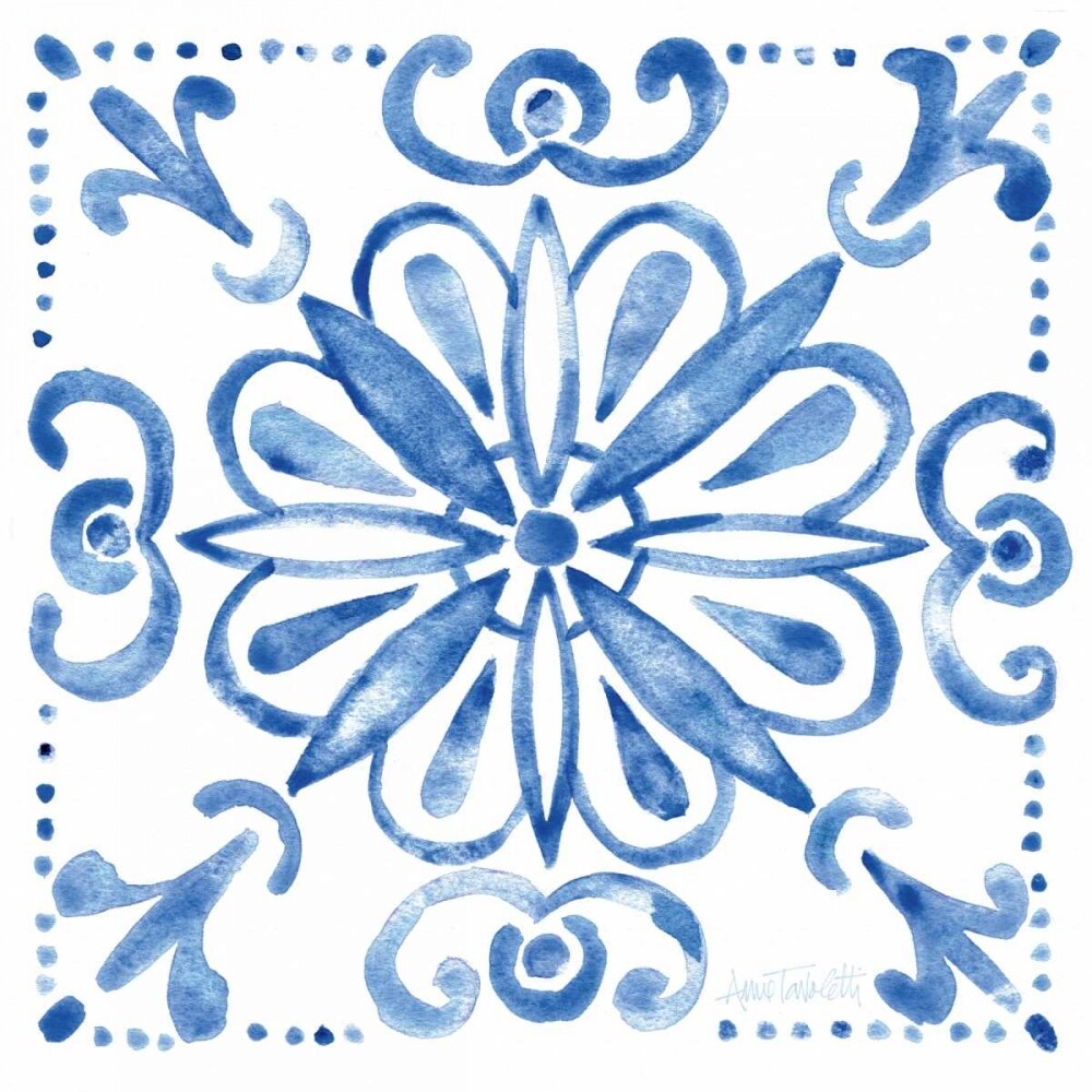 Tile Stencil IV Blue Poster Print by Anne Tavoletti - Item # VARPDX14026