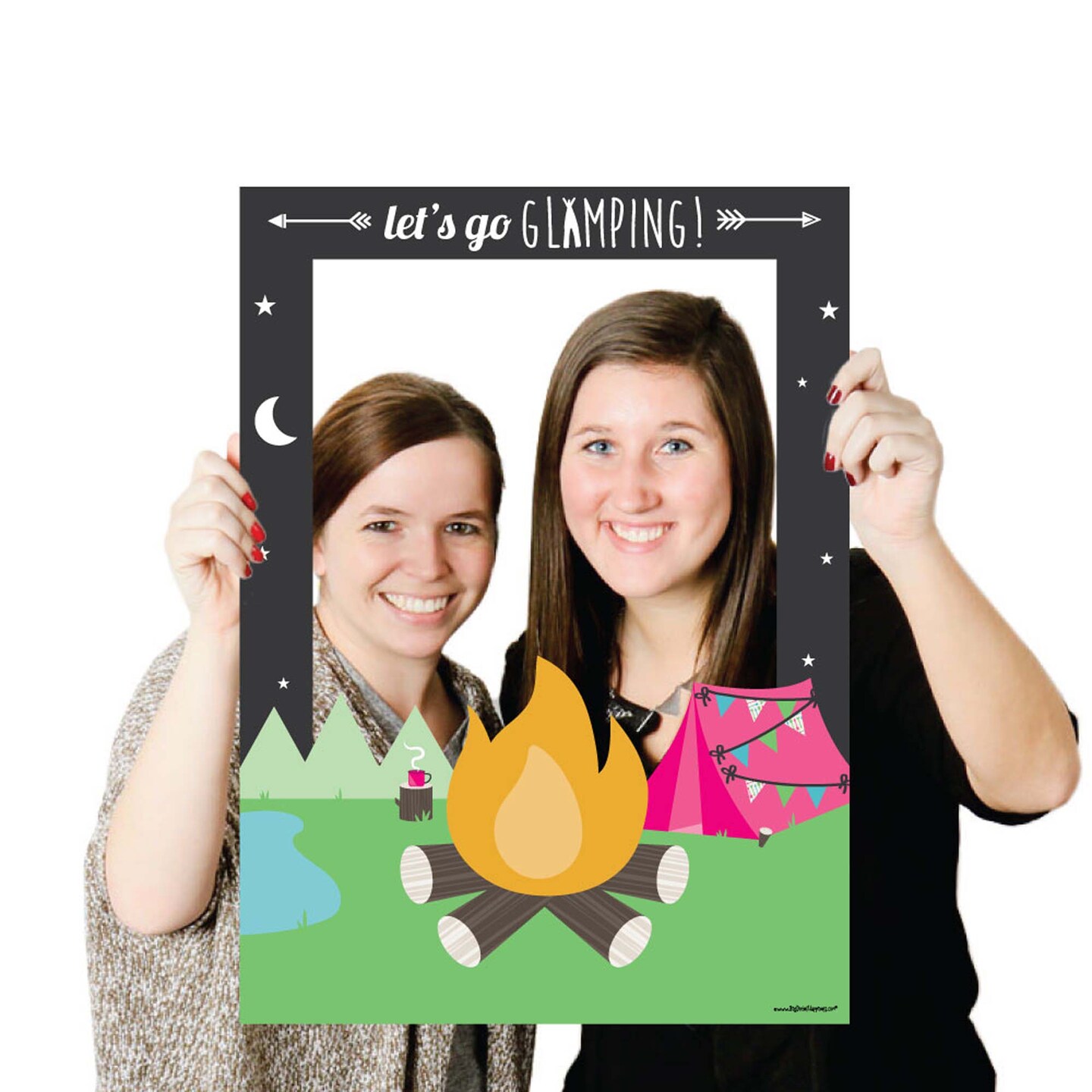 Big Dot of Happiness Let&#x27;s Go Glamping - Camp Glamp Party or Birthday Party Selfie Photo Booth Picture Frame &#x26; Props - Printed on Sturdy Material