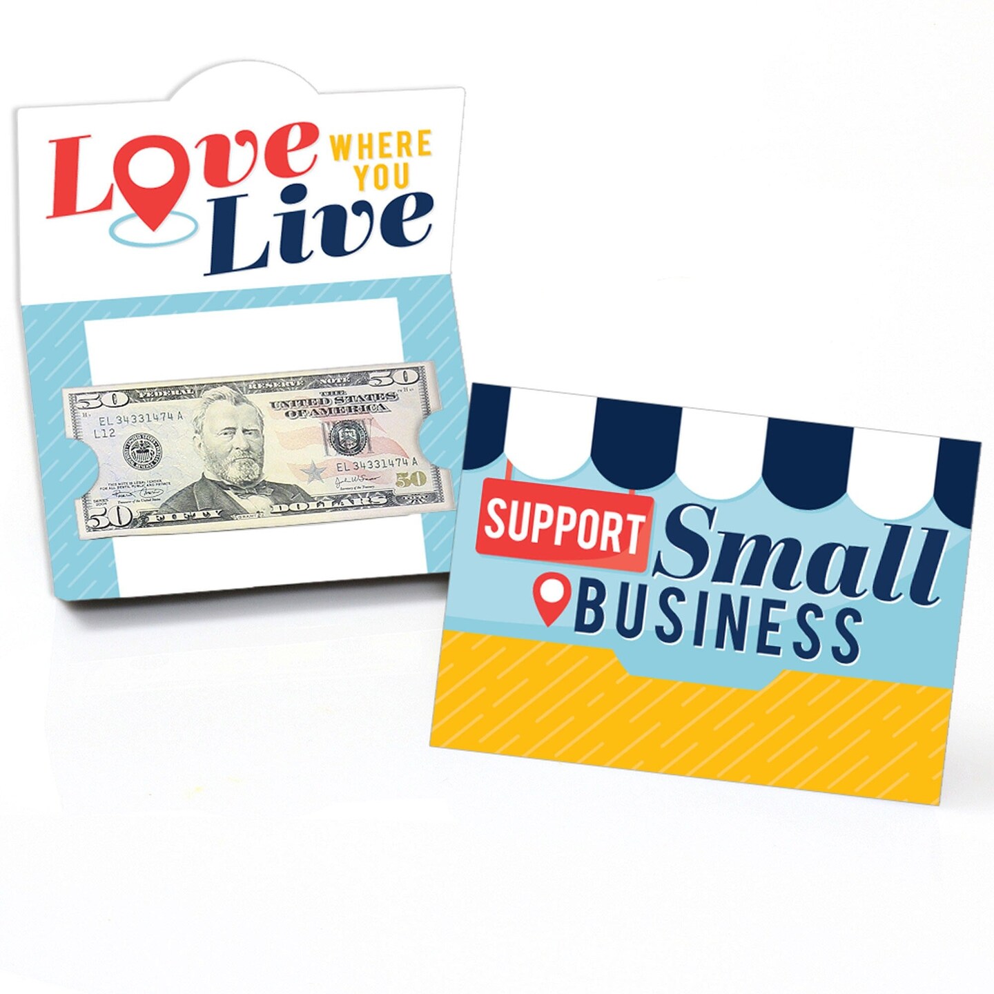 Big Dot of Happiness Support Small Business - Thank You Money and Gift Card Holders - Set of 8