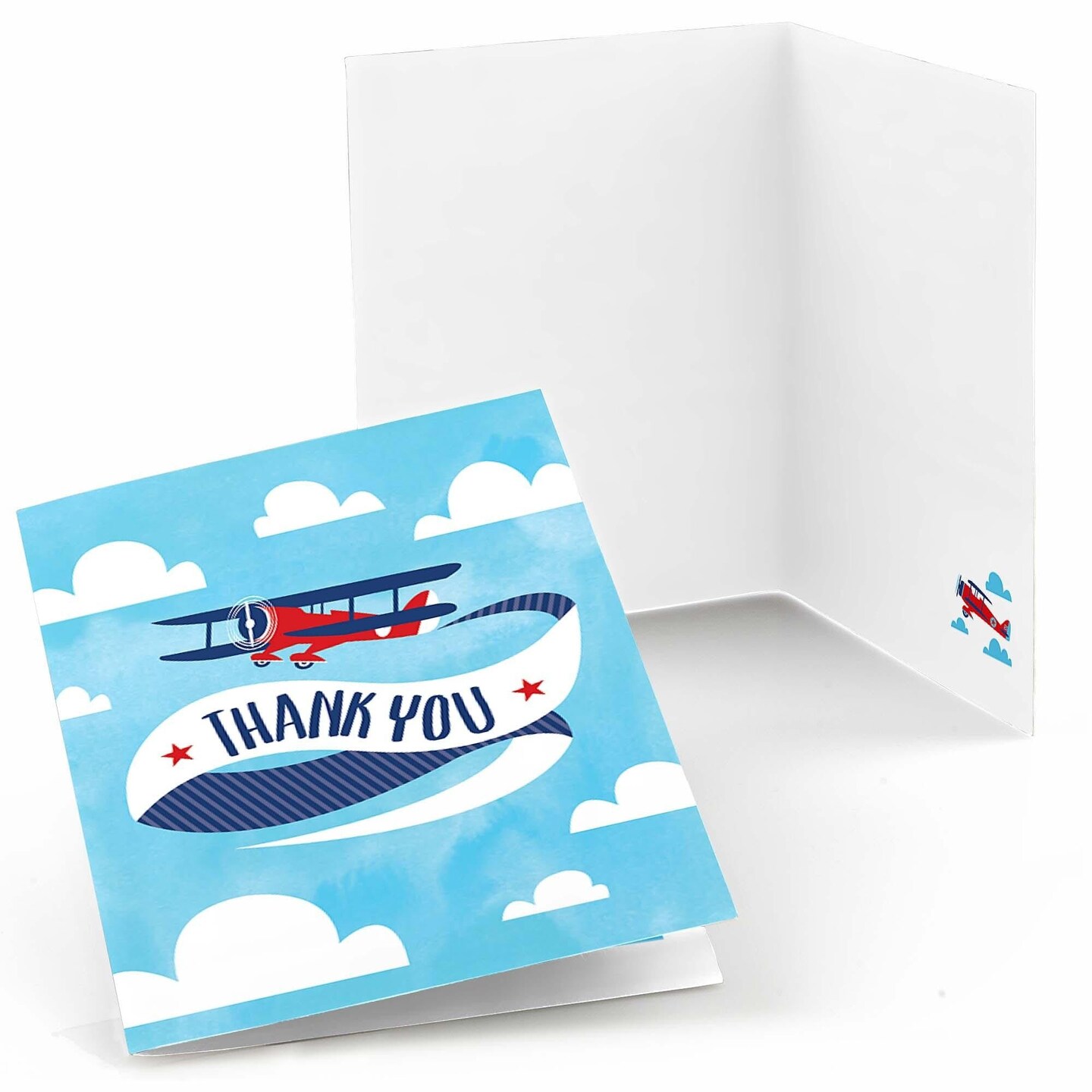 Big Dot of Happiness Taking Flight - Airplane - Vintage Plane Baby Shower or Birthday Party Thank You Cards (8 count)