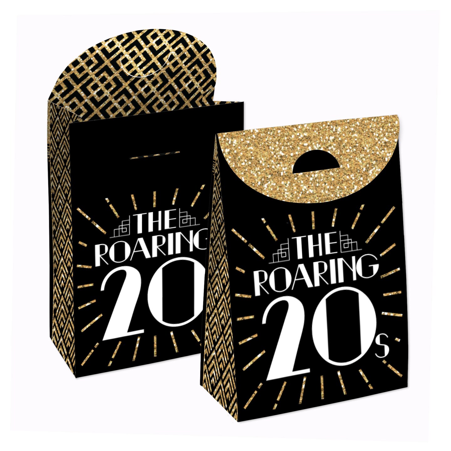 Big Dot of Happiness Roaring 20’s - 1920s Art Deco Jazz Gift Favor Bags - Party Goodie Boxes - Set of 12