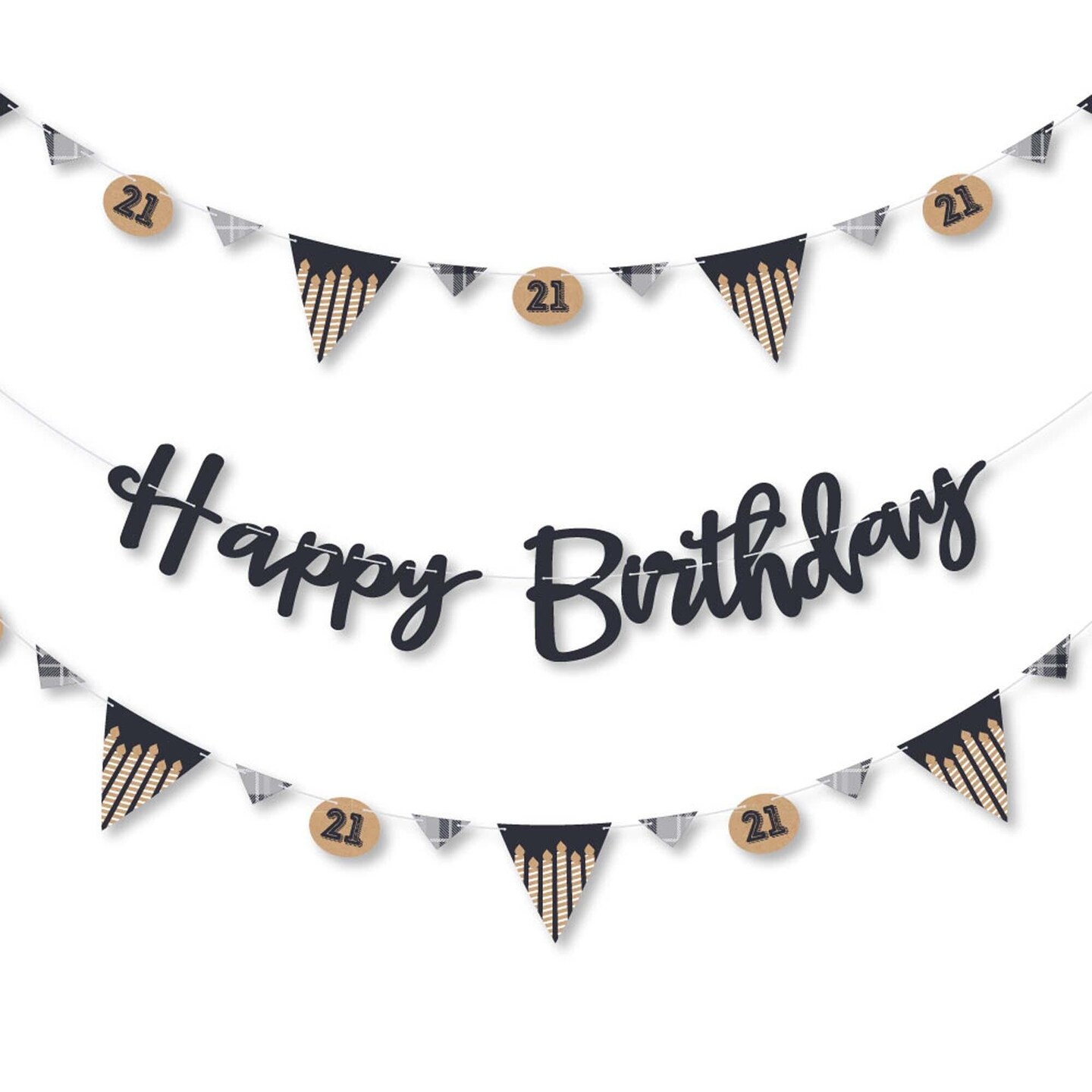 Big Dot of Happiness Finally 21 - 21st Birthday - 21st Birthday Party Letter Banner Decoration - 36 Banner Cutouts and Happy Birthday Banner Letters