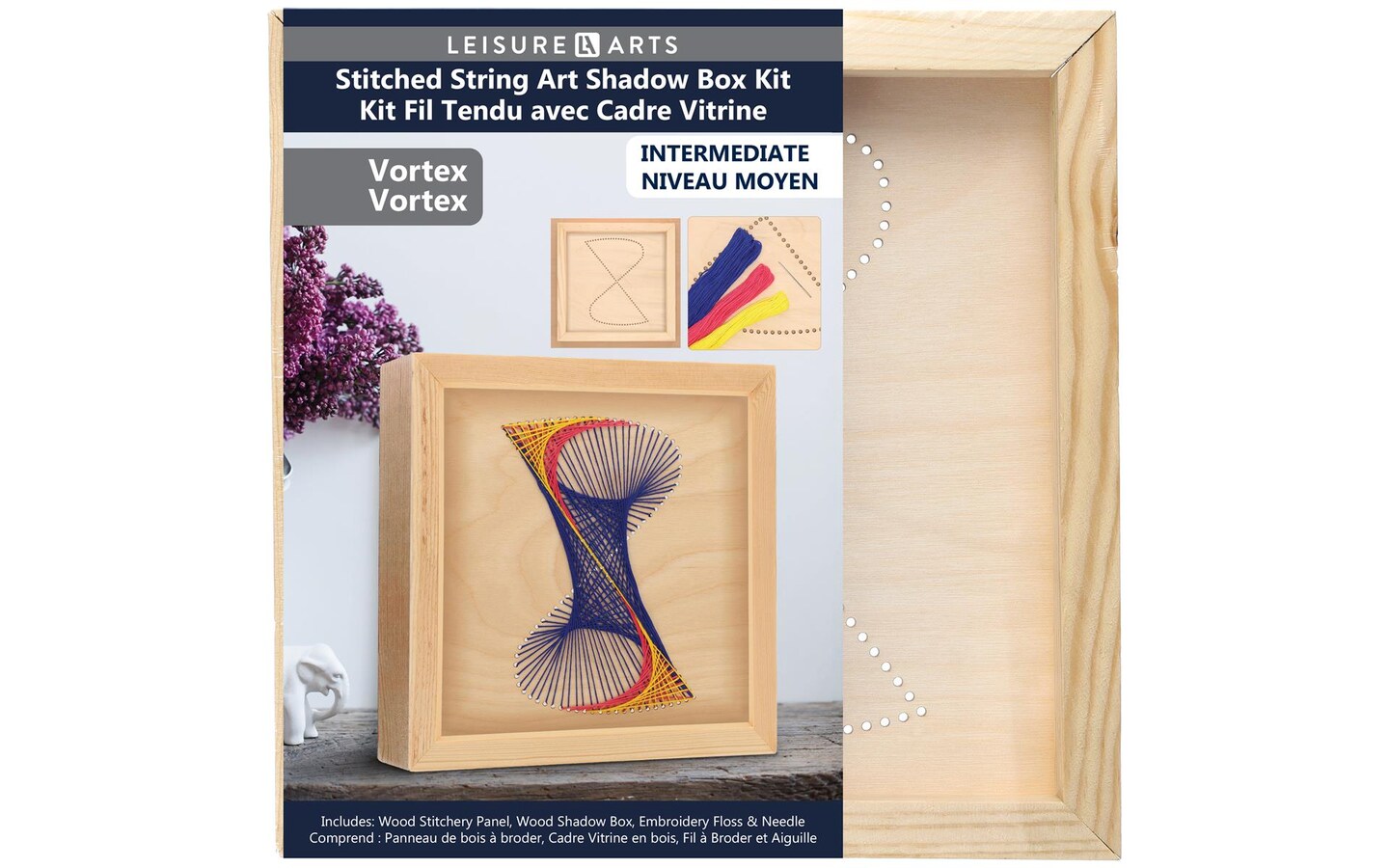 Wood Stitched String Art Kit with Shadow Box Vortex - adult or kids craft -  craft kits for teens - string art kit for adults - 3d string art - 3d