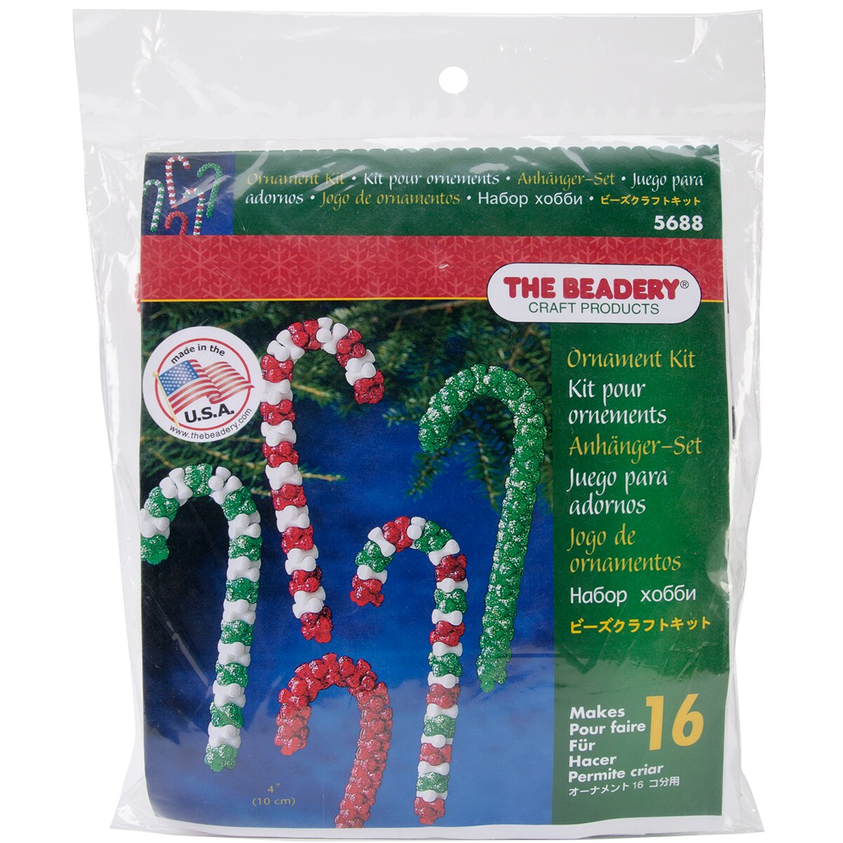 The Beadery Holiday Beaded Ornament Kit-Candy Cane Assortment Makes 16