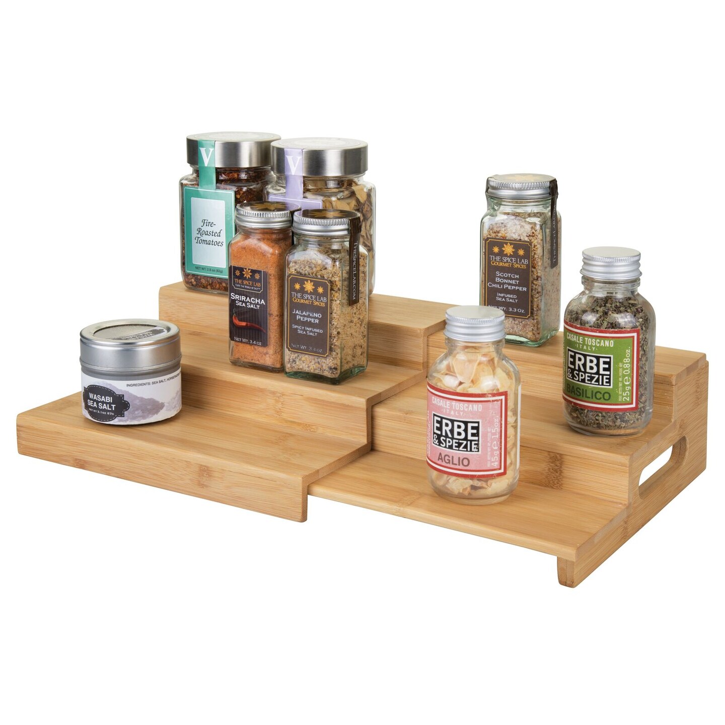 mDesign Bamboo Expandable Kitchen Cabinet, Pantry Spice Rack