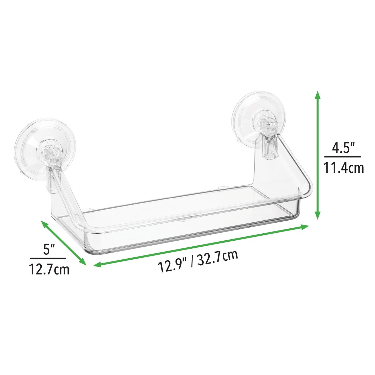 mDesign Plastic Suction Hanging Window Home Storage Shelf, Small, 2 Pack -  Clear
