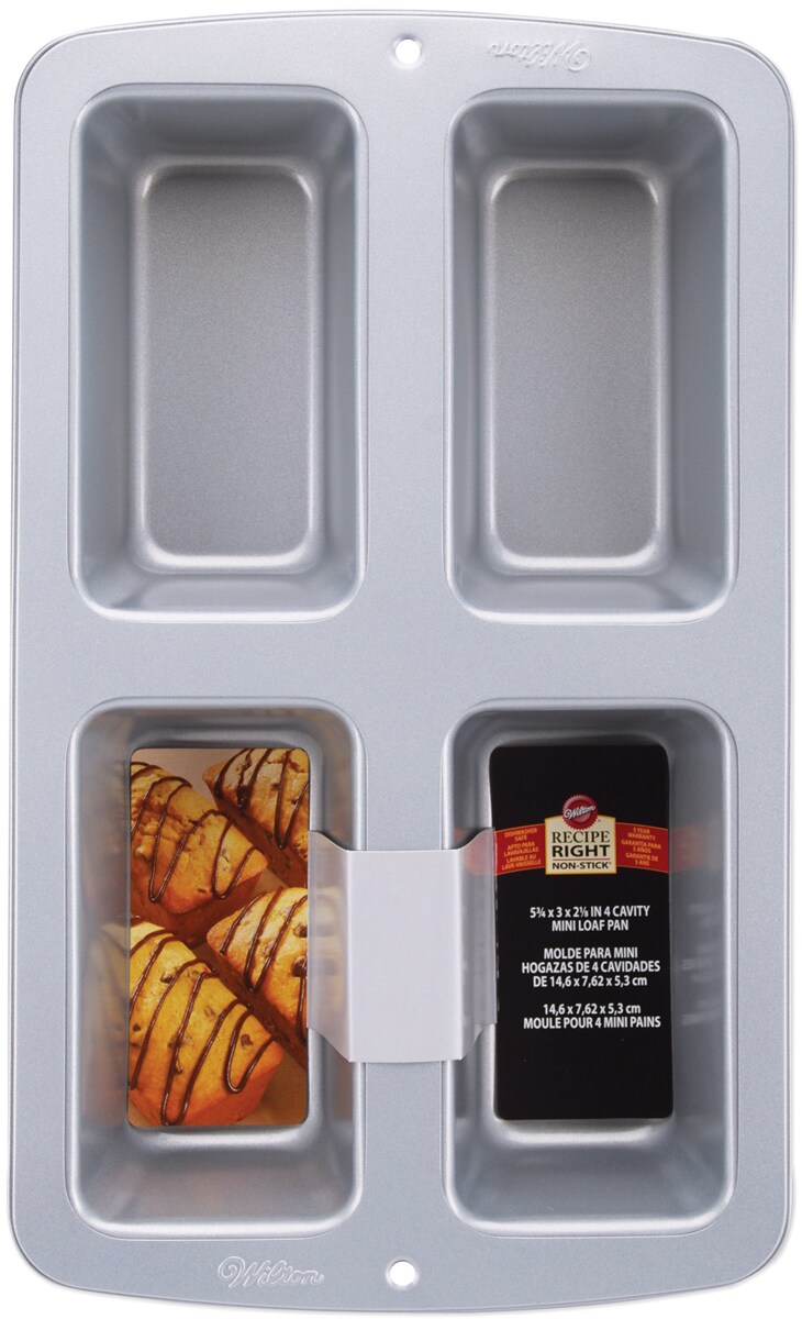 Wilton Recipe Right Mini Loaf Pan-4 Cavity 3&#x22;X6&#x22;X2&#x22;