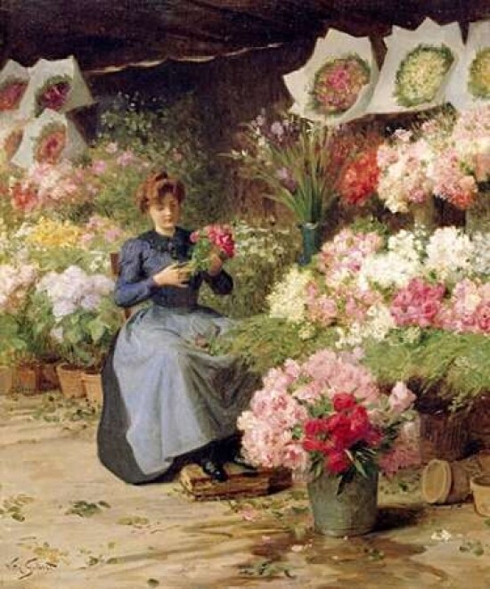 Flower Seller Behind The Madelaine Church Poster Print by  Victor Gilbert - Item # VARPDX266389