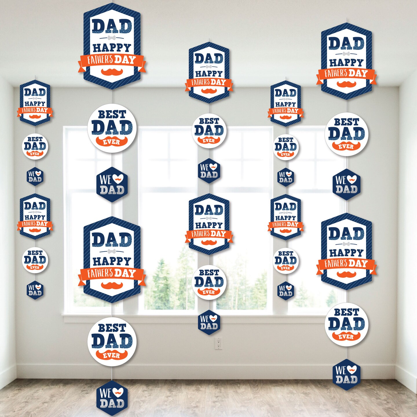 Big Dot of Happiness Happy Father&#x27;s Day - We Love Dad Party DIY Dangler Backdrop - Hanging Vertical Decorations - 30 Pieces