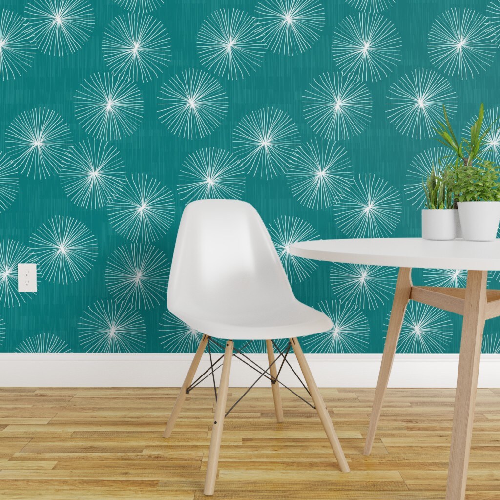 Abstract Teal Wallpaper  Peel and Stick  The Wallberry
