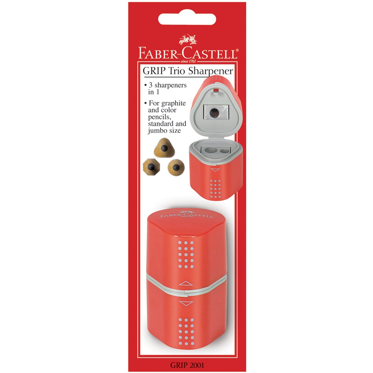 Faber-Castell GRIP Trio Pencil Sharpener-Assorted Colors