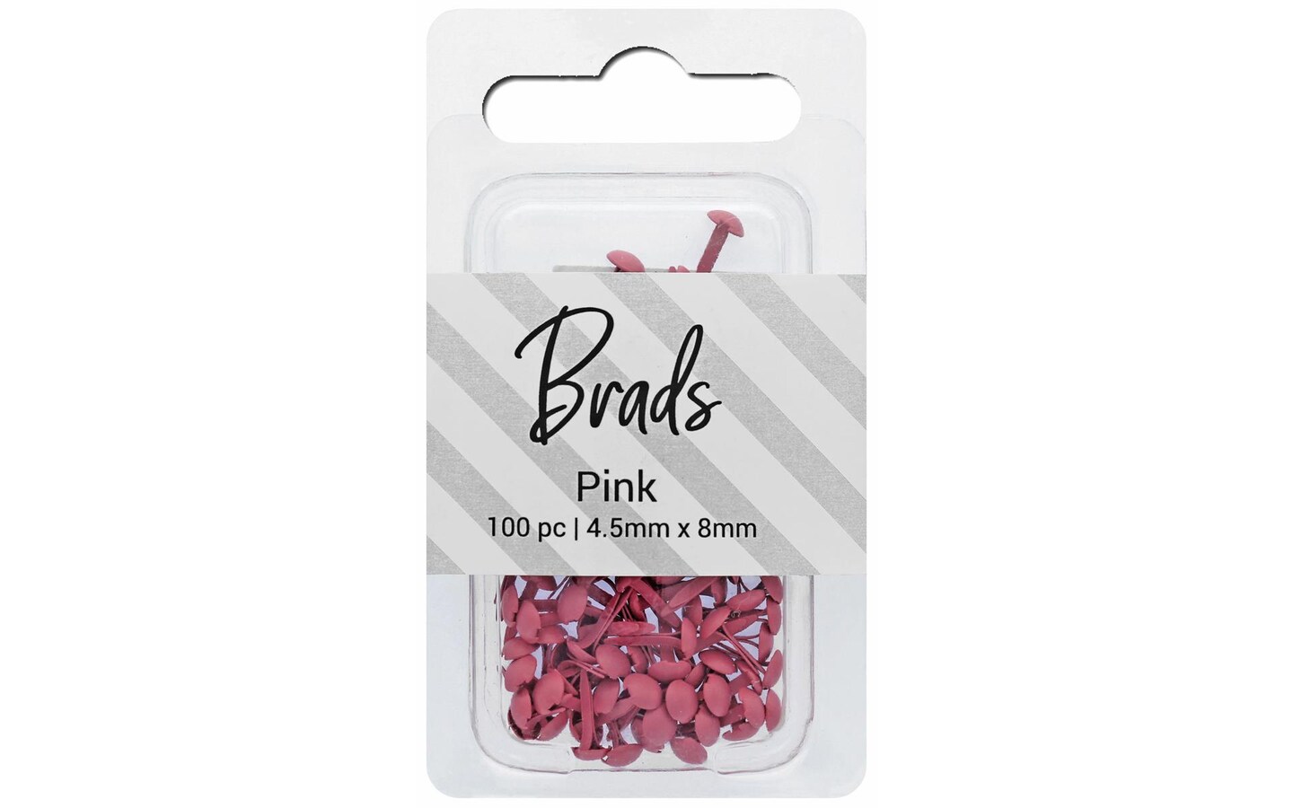 Accent Design Paper Accents Brads 4.5mm x 8mm 100pc Solid Pink, Brads for Paper Crafts, Brads Paper Fasteners, Metal Brads, Wire Brads, Small Brads, Pink Brads