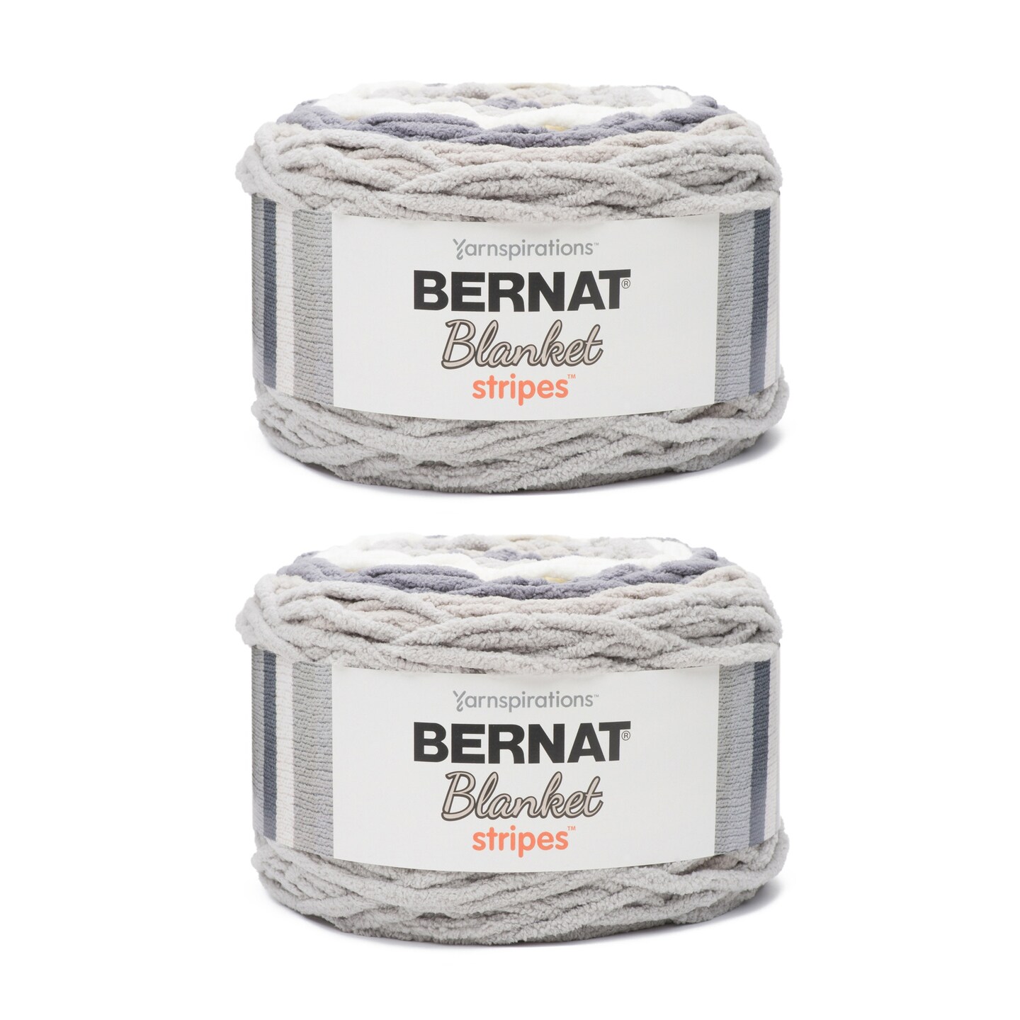 Bernat Blanket Stripes Gray Matters Yarn - 2 Pack of 300g/10.5oz - Polyester - 6 Super Bulky - 220 Yards - Knitting/Crochet