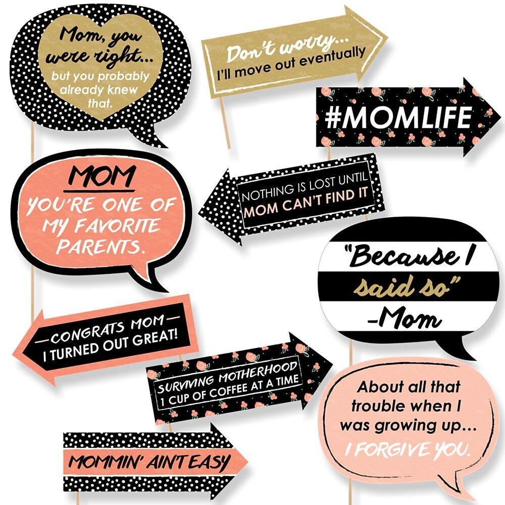 Big Dot of Happiness Funny Best Mom Ever - Mother's Day Photo Booth Props Kit - 10 Piece