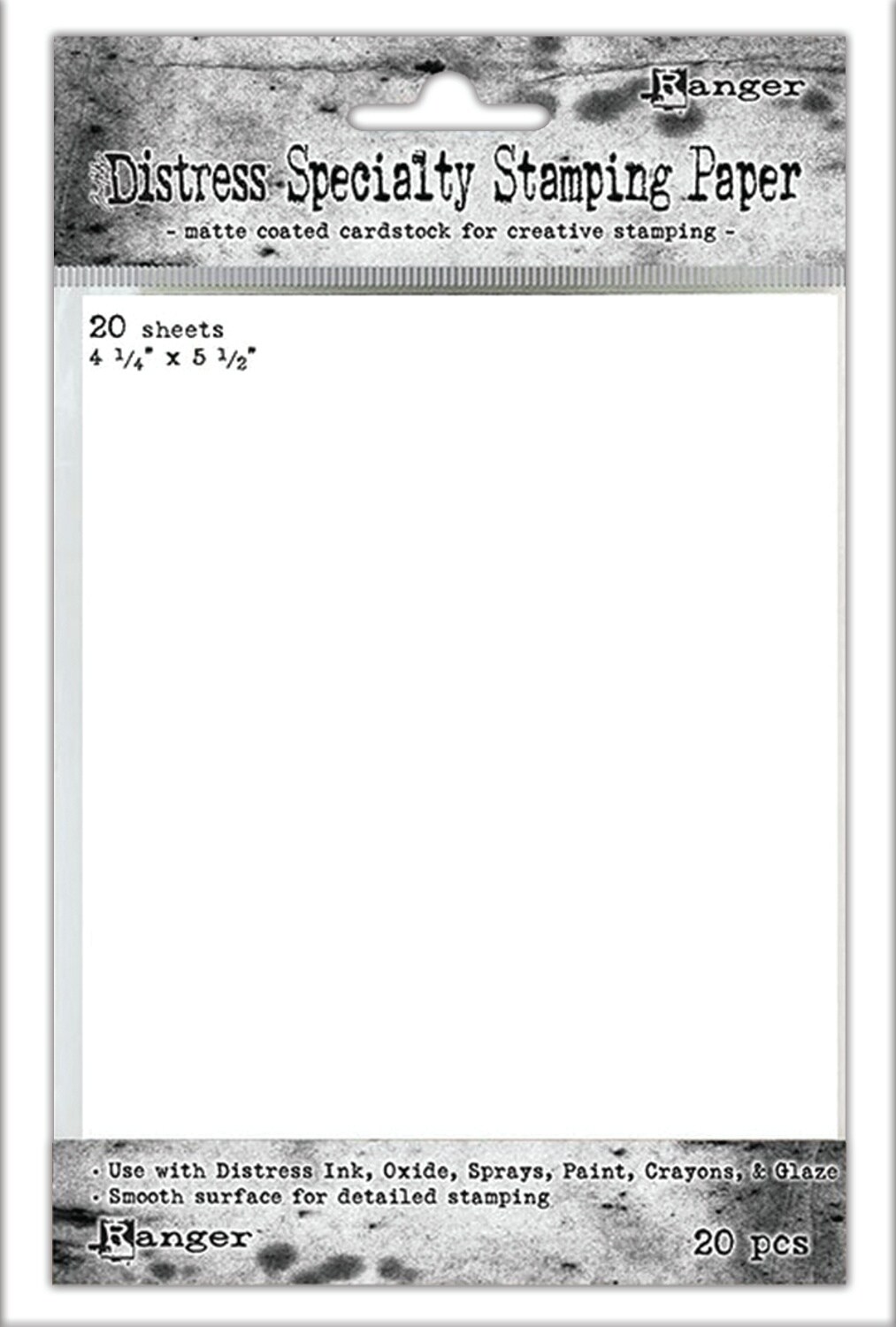 Tim Holtz Distress Specialty Stamping Paper 20/Pkg-4.25&#x22;X5.5&#x22;
